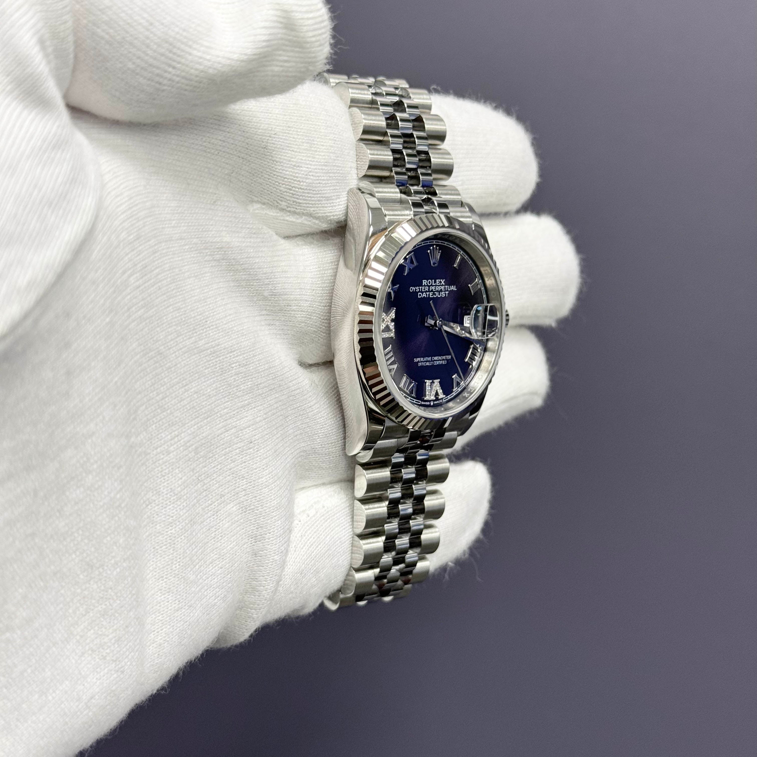 Rolex Datejust 36mm Stainless Steel Purple Dial Watch Ref# 126234 - Happy Jewelers Fine Jewelry Lifetime Warranty