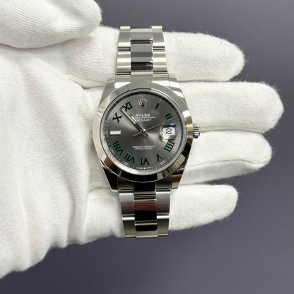 Rolex Datejust 41mm Stainless Steel Wimbledon Dial Watch Ref# 126300 - Happy Jewelers Fine Jewelry Lifetime Warranty