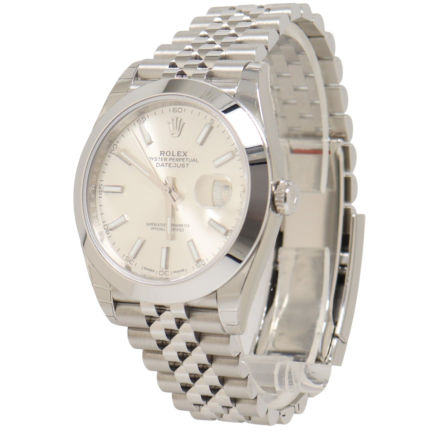 Rolex Datejust Stainless Steel 41mm Silver Stick Dial Watch Reference#: 126300 - Happy Jewelers Fine Jewelry Lifetime Warranty