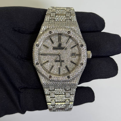 Audemars Piguet Royal Oak 41mm Iced Out Dial Ref# 15400ST.OO.1220ST.02 - Happy Jewelers Fine Jewelry Lifetime Warranty