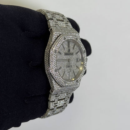 Audemars Piguet Royal Oak 41mm Iced Out Dial Ref# 15400ST.OO.1220ST.02 - Happy Jewelers Fine Jewelry Lifetime Warranty