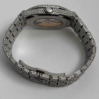 Audemars Piguet Royal Oak 41mm Iced Out Dial Ref# 15400ST.OO.1220ST.02 - Happy Jewelers Fine Jewelry Lifetime Warranty