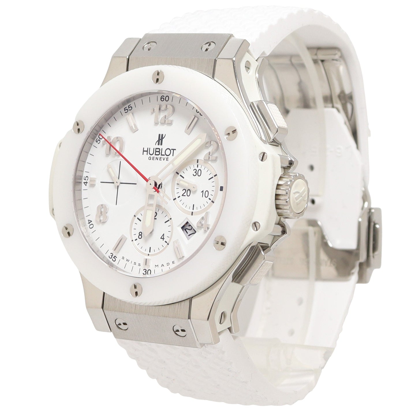 Hublot Bing Bang Stainless Steel 44mm White Arabic & Stick Dial Watch Reference#: 301.SE.230.RW - Happy Jewelers Fine Jewelry Lifetime Warranty