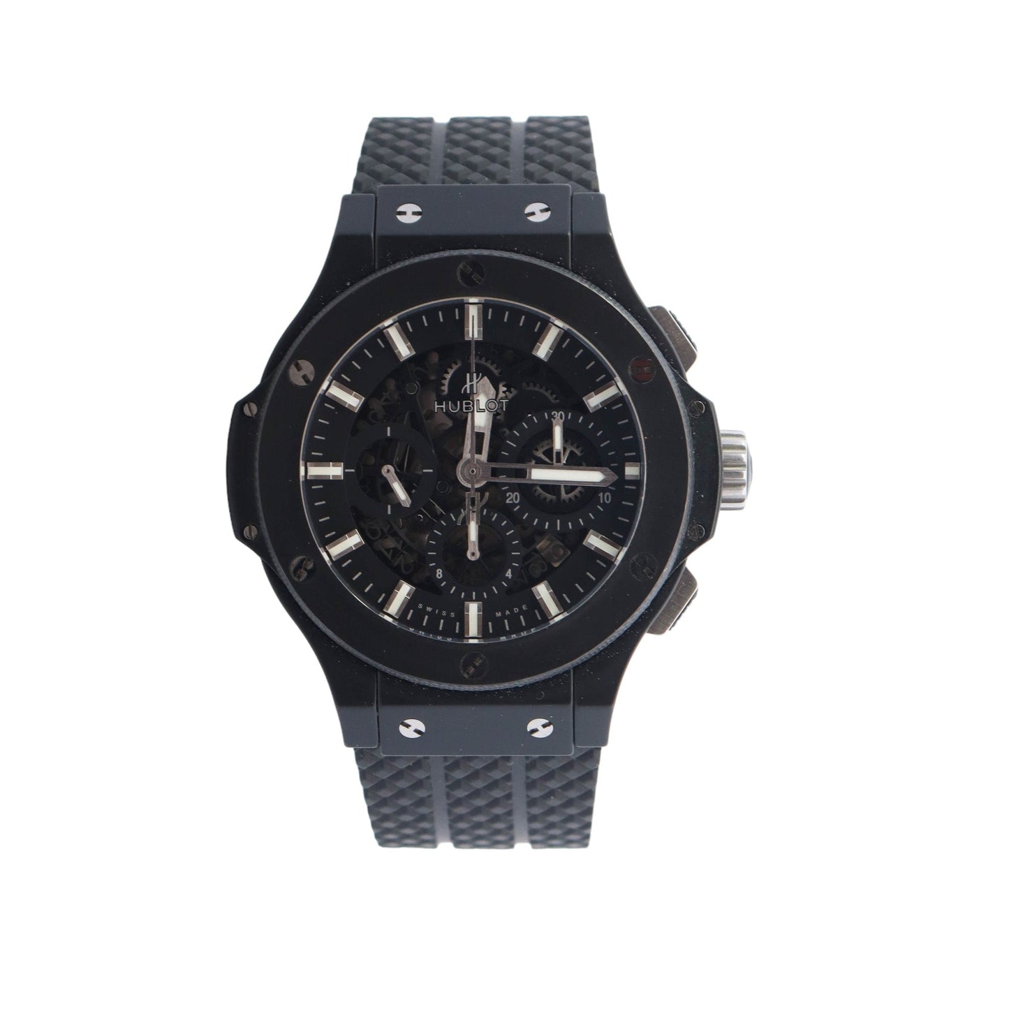 Hublot Big Bang Aero Stainless Steel 44mm Black Skeleton Stick Dial Watch Reference #: 311.C1.1170.GR - Happy Jewelers Fine Jewelry Lifetime Warranty