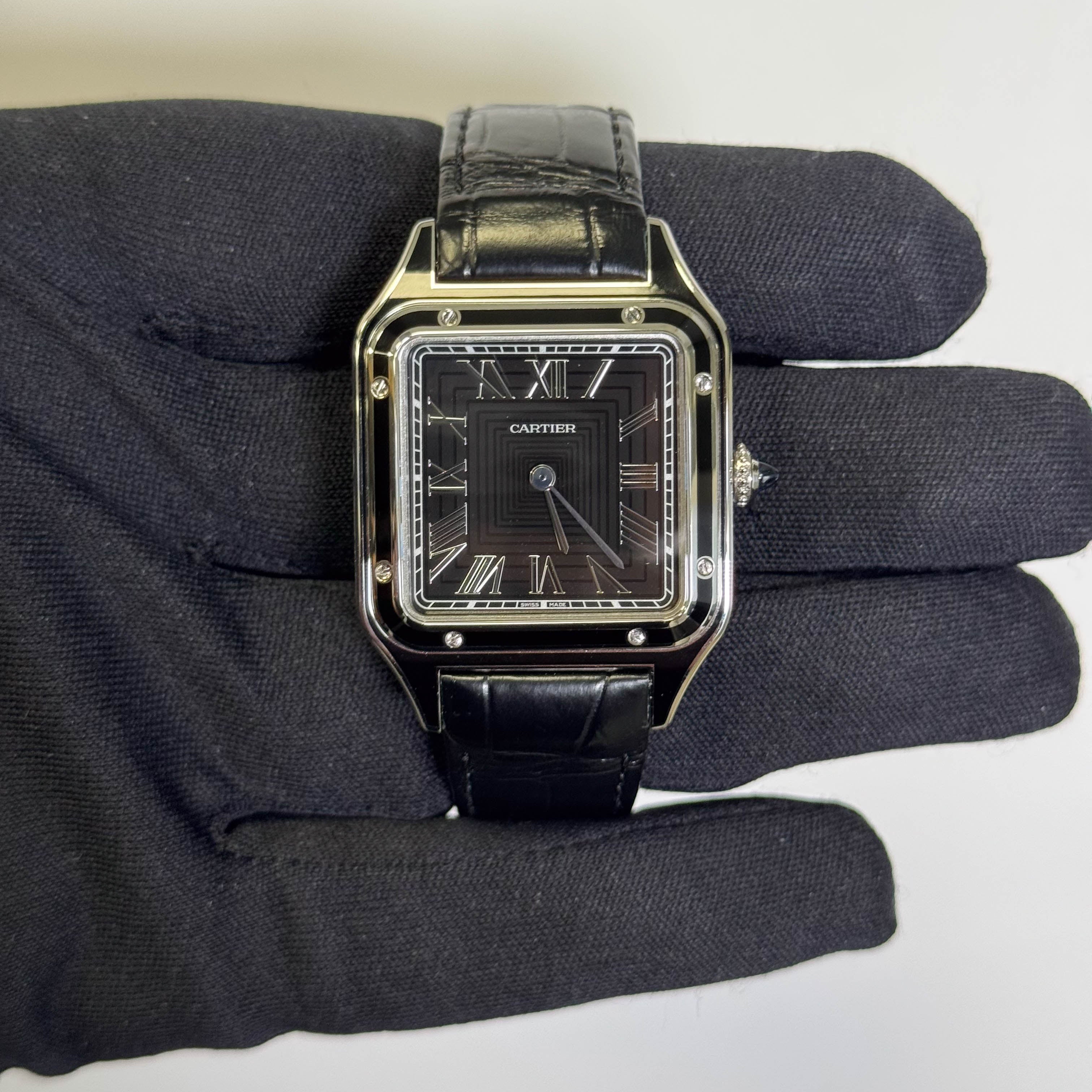 Cartier Santos Dumont Tank 31.5mm Black Dial Watch Ref# WSSA0046