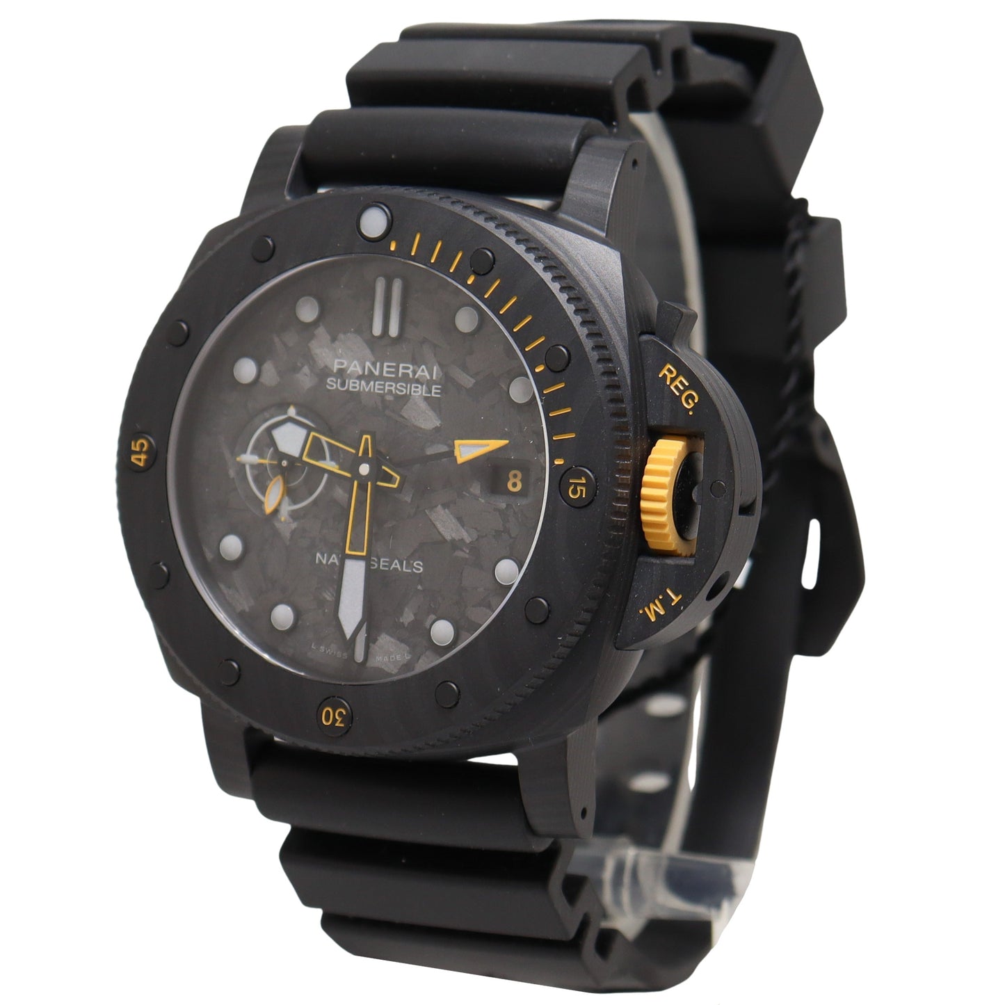 Panerai Submersible GMT Carbotech 44mm Black with Luminous Hour Marker Happy Jewelers