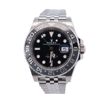 Rolex GMT Master II Stainless Steel 40mm Black Dot Dial Watch Reference #: 126710GRNR - Happy Jewelers Fine Jewelry Lifetime Warranty