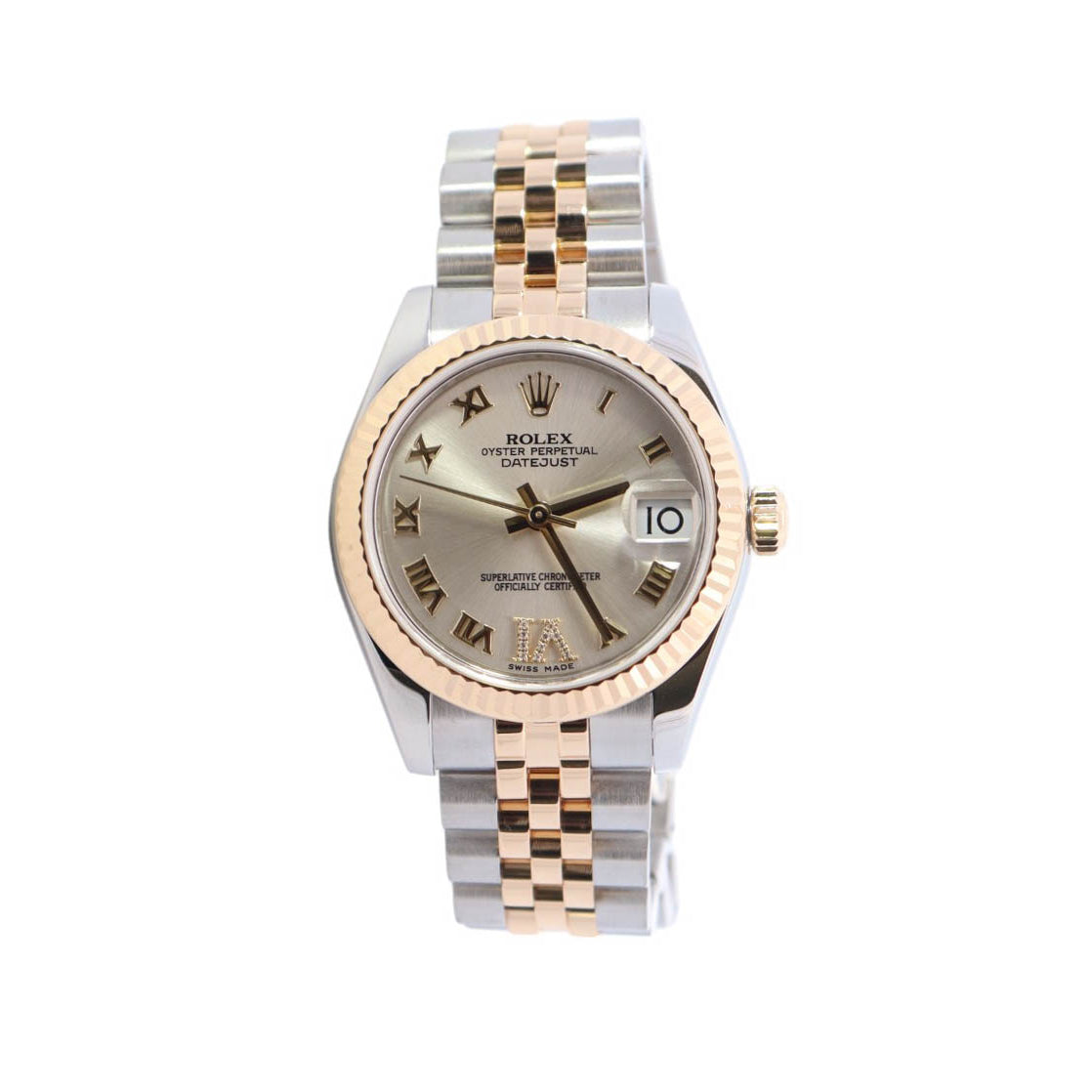 Rolex Datejust Two Tone Yellow Gold & Steel 31mm Silver Roman Dial Watch Reference #: 178273 - Happy Jewelers Fine Jewelry Lifetime Warranty