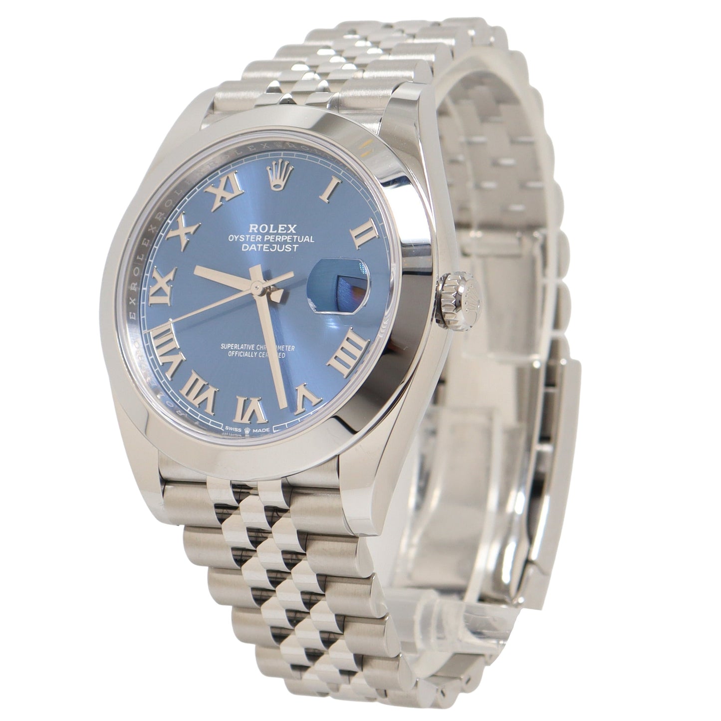 Rolex Datejust Stainless Steel 41mm Blue Roman Dial Watch Reference#: 126300 - Happy Jewelers Fine Jewelry Lifetime Warranty