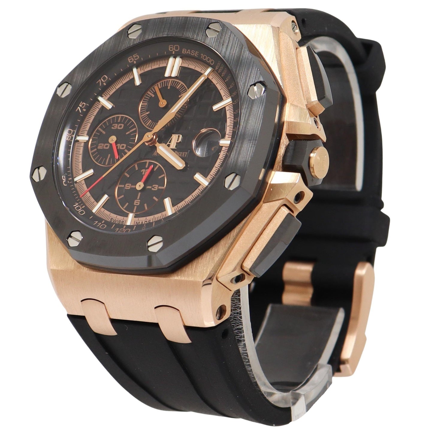 Audemars Piguet Royal Oak Offshore Rose Gold 44mm BlackStick Dial Watch Reference#: 26401RO.OO.A002CA.02 - Happy Jewelers Fine Jewelry Lifetime Warranty