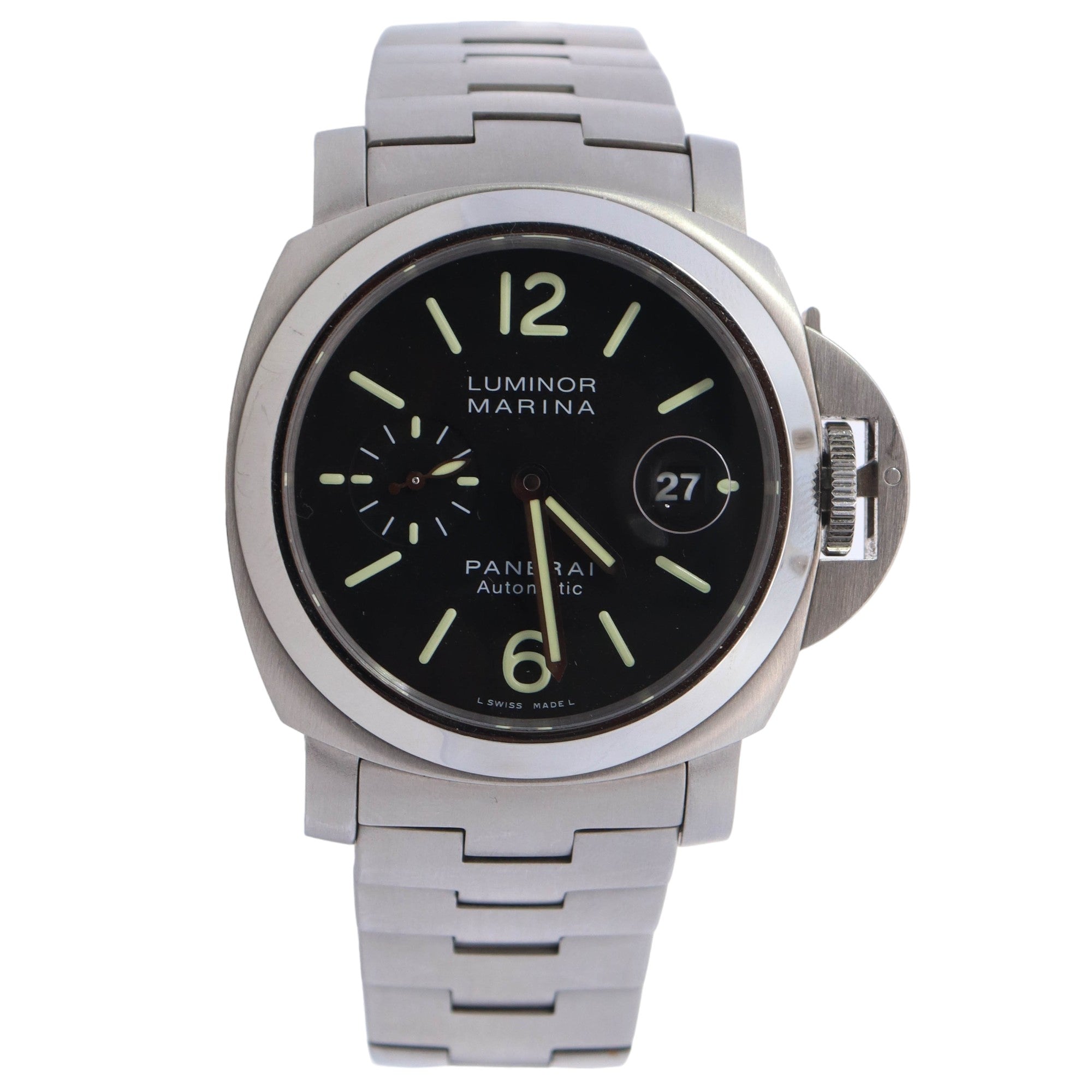 Panerai Luminor Marina Stainless Steel 44mm Black Roman & Stick Dial Watch Reference #: PAM00299 - Happy Jewelers Fine Jewelry Lifetime Warranty