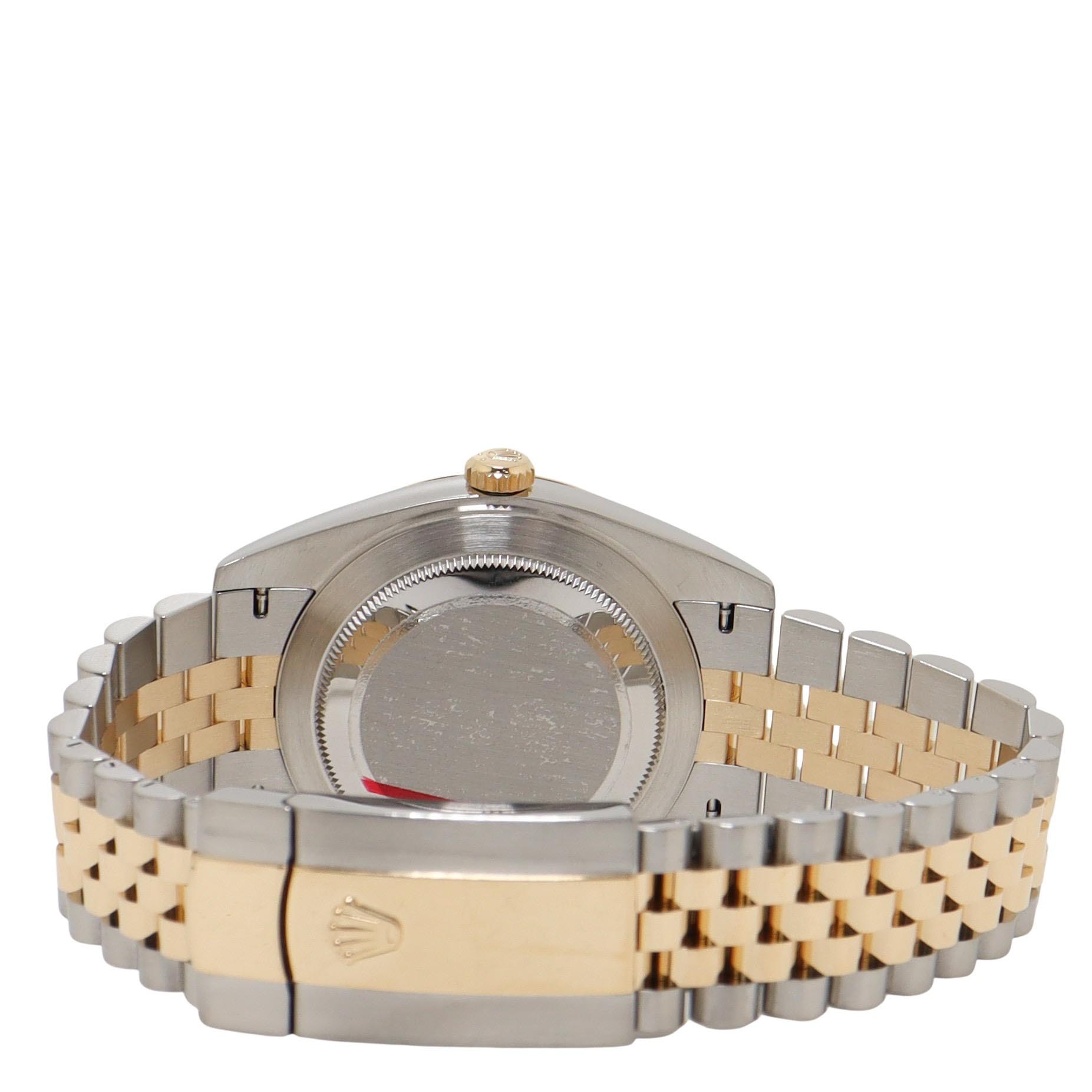 時計 ROLEX Rolex Men's Two-Tone Genuine 4link Rolex Datejust Two Tone Yellow Gold & Stainless Steel 41mm Silver