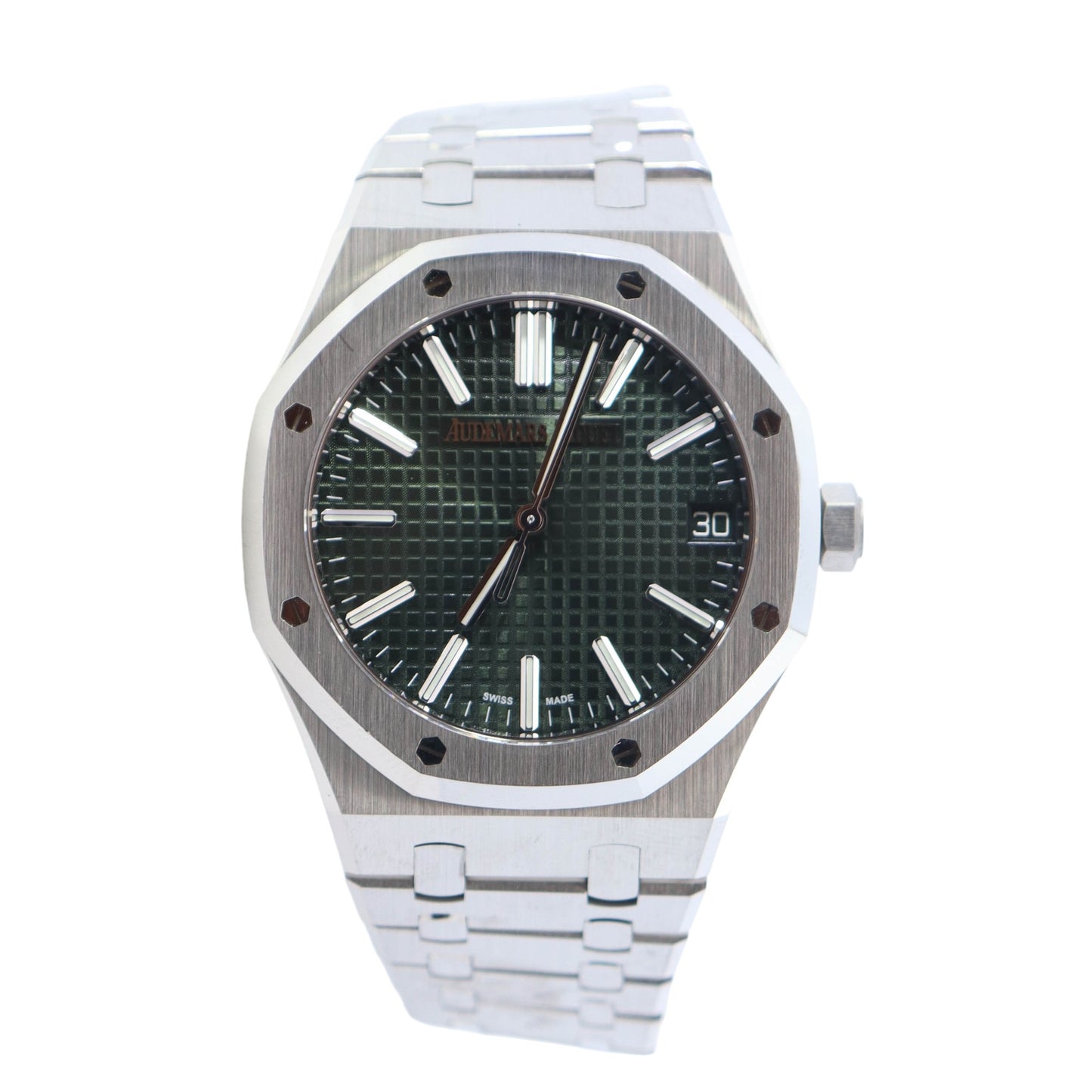 Audemars Piguet Royal Oak Stainless Steel 41mm Green "Grande Tapisserie" Stick Dial Watch - Happy Jewelers Fine Jewelry Lifetime Warranty