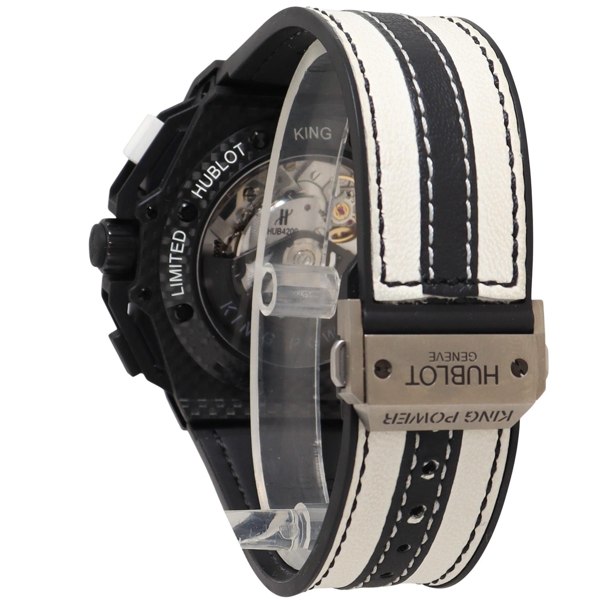 Hublot King Power Carbon Fiber 48mm Black Chronograph Dial Watch Reference#: 716.QX.1121.VR.JUV13 - Happy Jewelers Fine Jewelry Lifetime Warranty