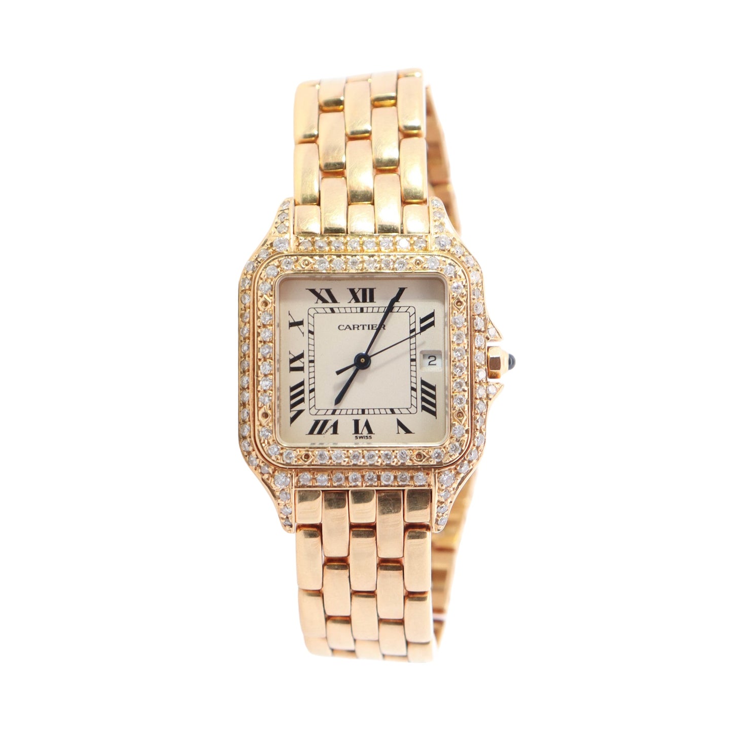 Cartier Panthere Yellow Gold 27mm x 37mm Ivory Roman Dial Watch Reference# W25014B9 - Happy Jewelers Fine Jewelry Lifetime Warranty
