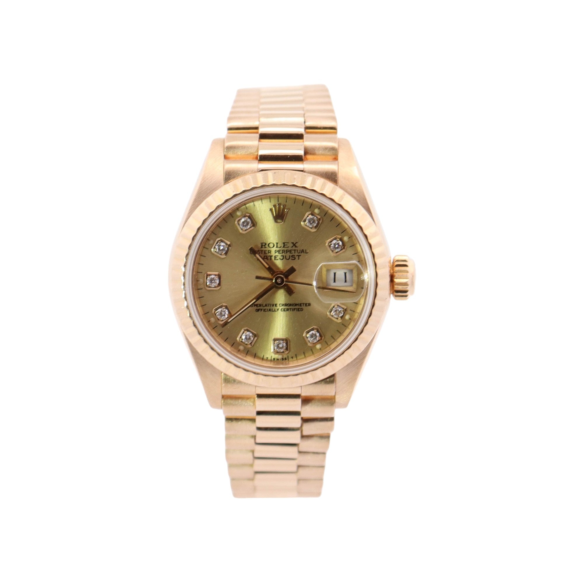 Rolex Datejust Yellow Gold 26mm Champagne Diamond Dial Watch Reference# 69178 - Happy Jewelers Fine Jewelry Lifetime Warranty