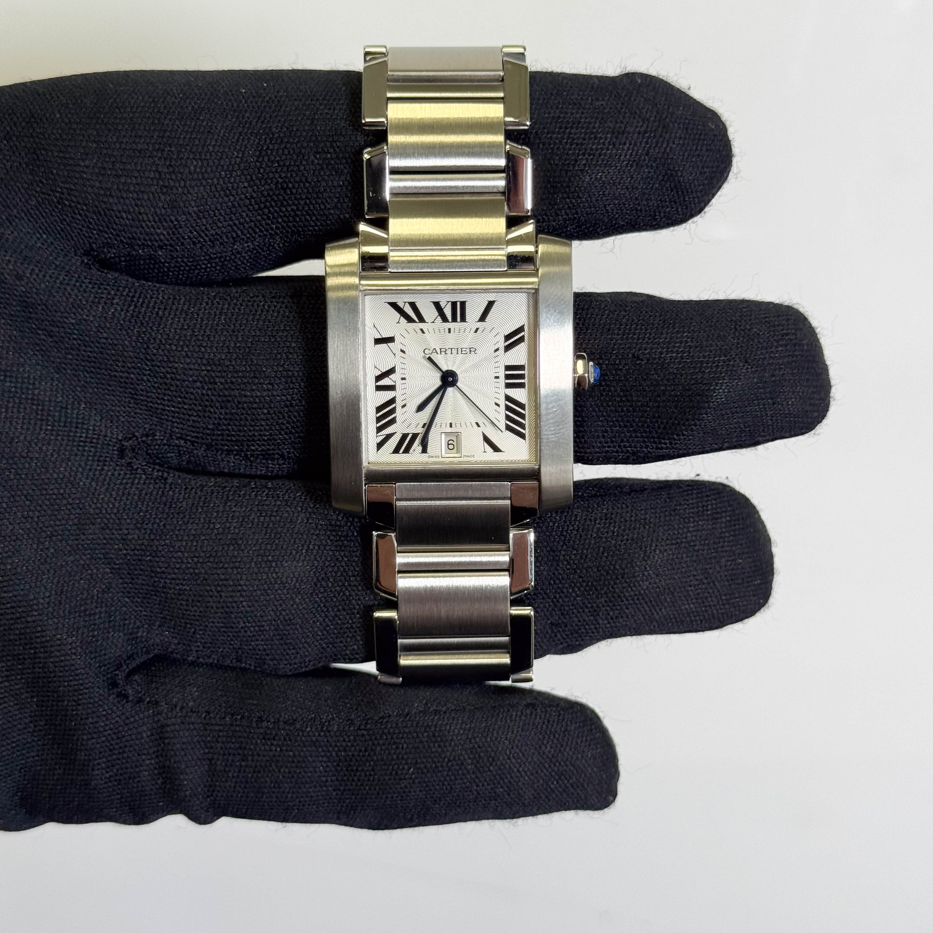 Cartier Tank Française Stainless Steel 28mm White Dial Watch Ref# W51002Q3