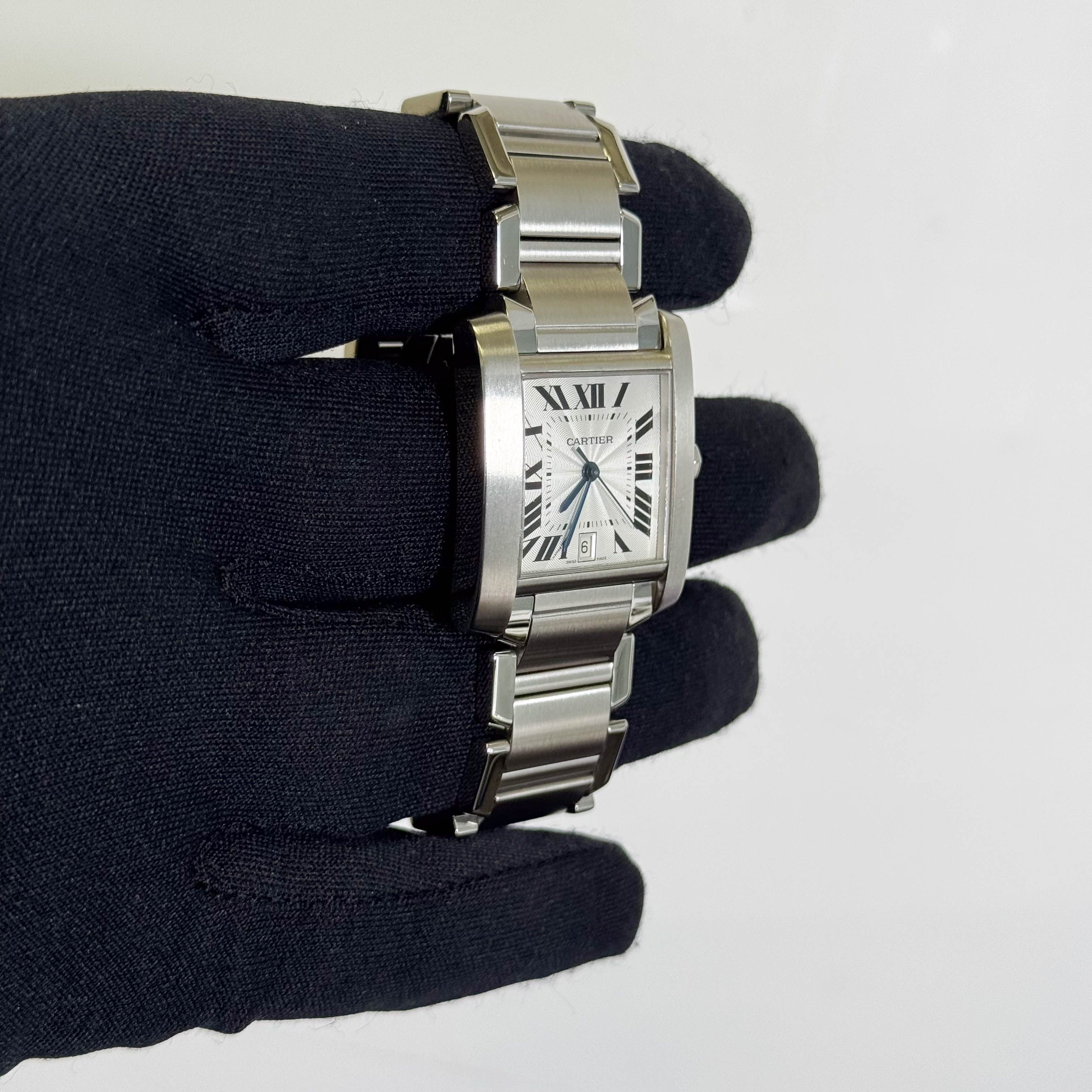 Cartier Tank Française Stainless Steel 28mm White Dial Watch Ref# W51002Q3