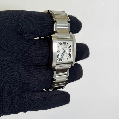 Cartier Tank Française Stainless Steel 28mm White Dial Watch Ref# W51002Q3