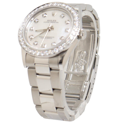 Rolex Oyster Perpetual Stainless Steel 31mm Custom MOP Diamond Dial Watch Reference#: 177200 - Happy Jewelers Fine Jewelry Lifetime Warranty