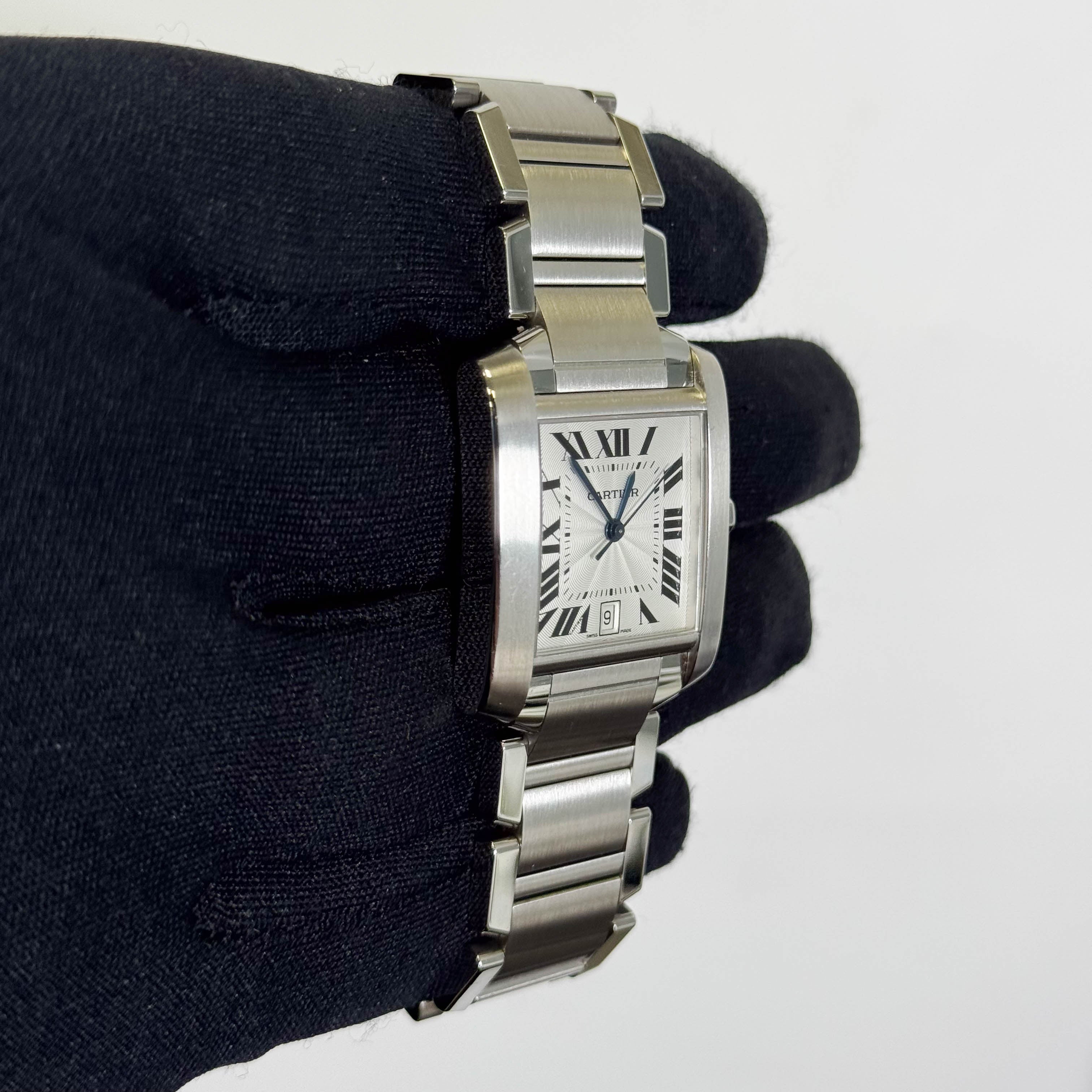 Cartier Tank Française Stainless Steel 28mm White Dial Watch Ref# W51002Q3 - Happy Jewelers Fine Jewelry Lifetime Warranty