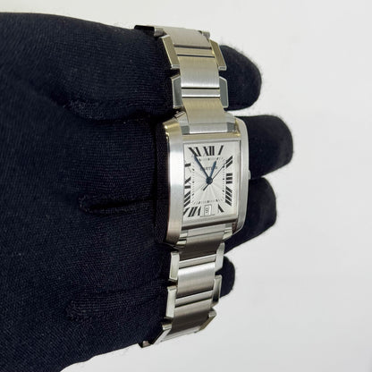 Cartier Tank Française Stainless Steel 28mm White Dial Watch Ref# W51002Q3 - Happy Jewelers Fine Jewelry Lifetime Warranty