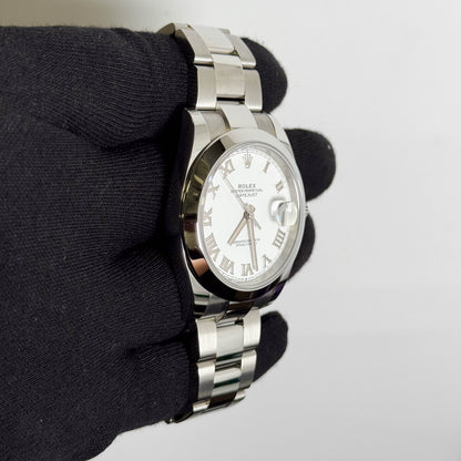 Rolex Datejust 41mm White Roman Dial Watch Ref# 126300