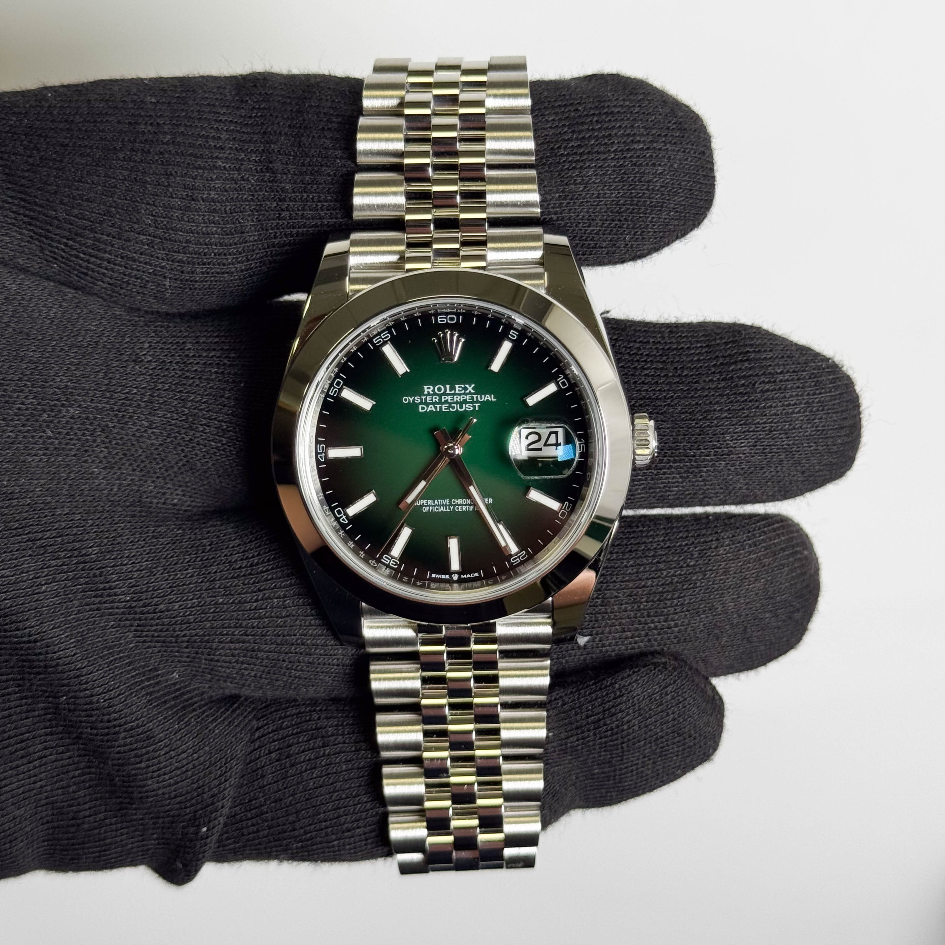 Rolex Datejust 41mm Green Ombre Dial Watch Ref# 126300