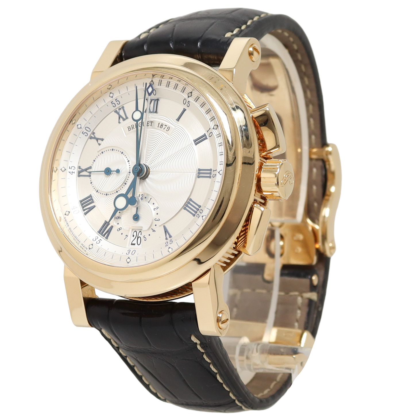 Breguet Marine Yellow Gold 42mm Silver Dial with Blue-Tone Hands and Index Hour Markers Watch Reference#: 5827 - Happy Jewelers Fine Jewelry Lifetime Warranty