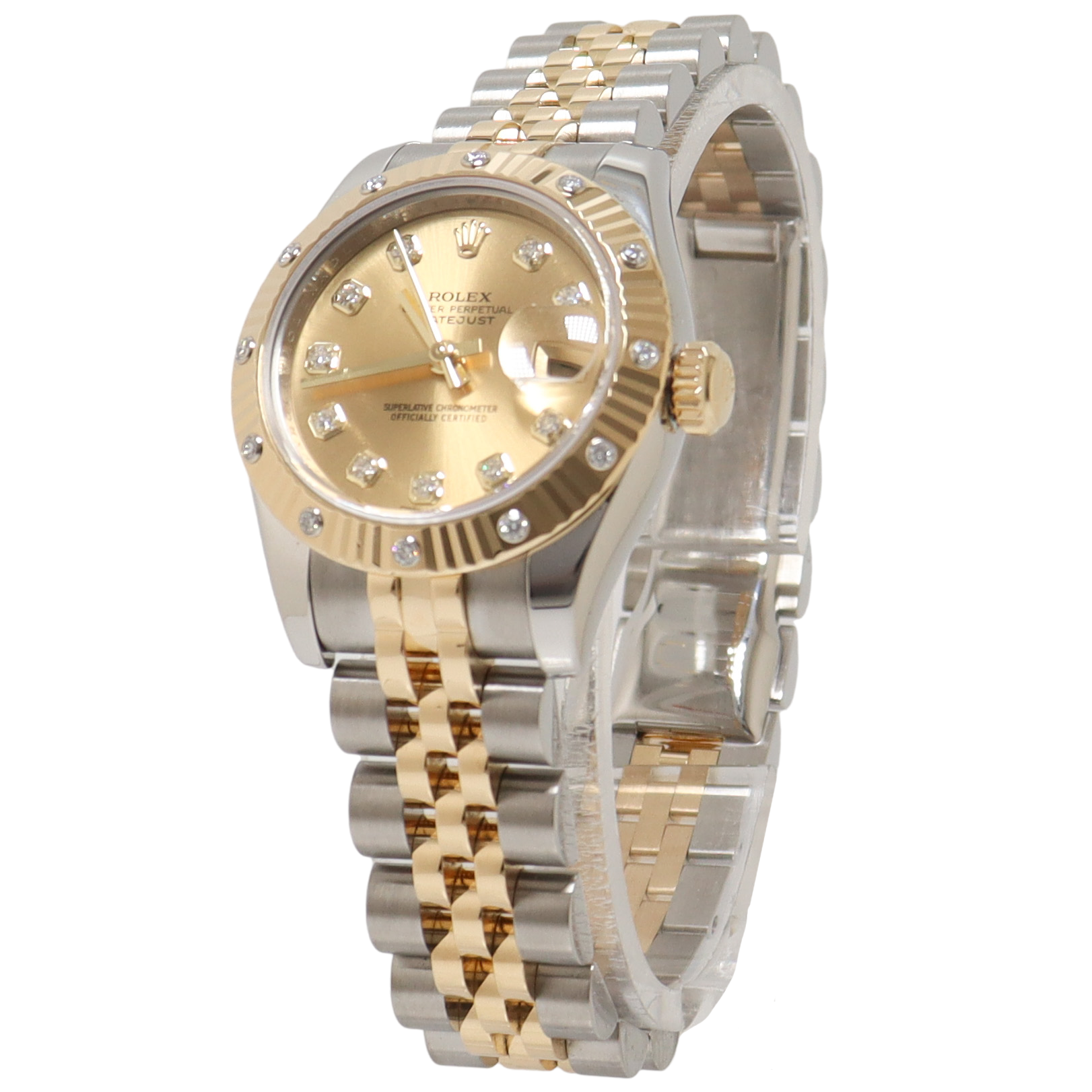 Rolex Datejust Steel & Yellow Gold 26mm Champagne Diamond Dial Watch Reference#: 69173 - Happy Jewelers Fine Jewelry Lifetime Warranty