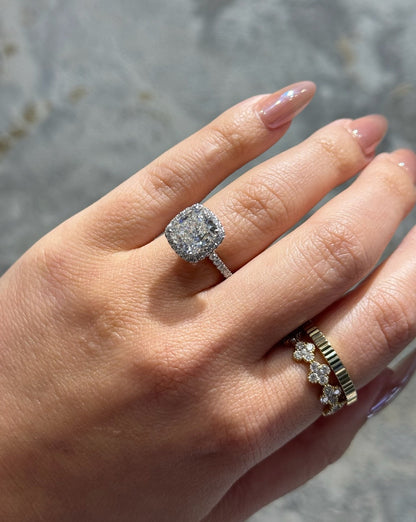 3.46 Cushion Natural Diamond Engagement Ring with Halo - Happy Jewelers Fine Jewelry Lifetime Warranty