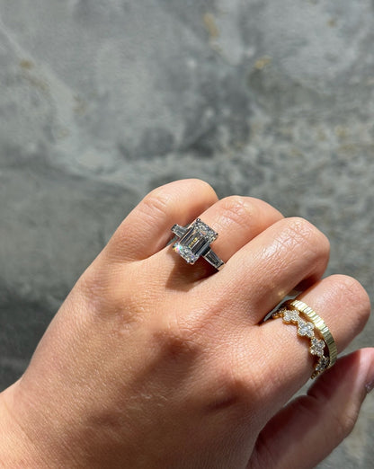 4.01 Emerald Natural Diamond Engagement Ring with Side Stones - Happy Jewelers Fine Jewelry Lifetime Warranty