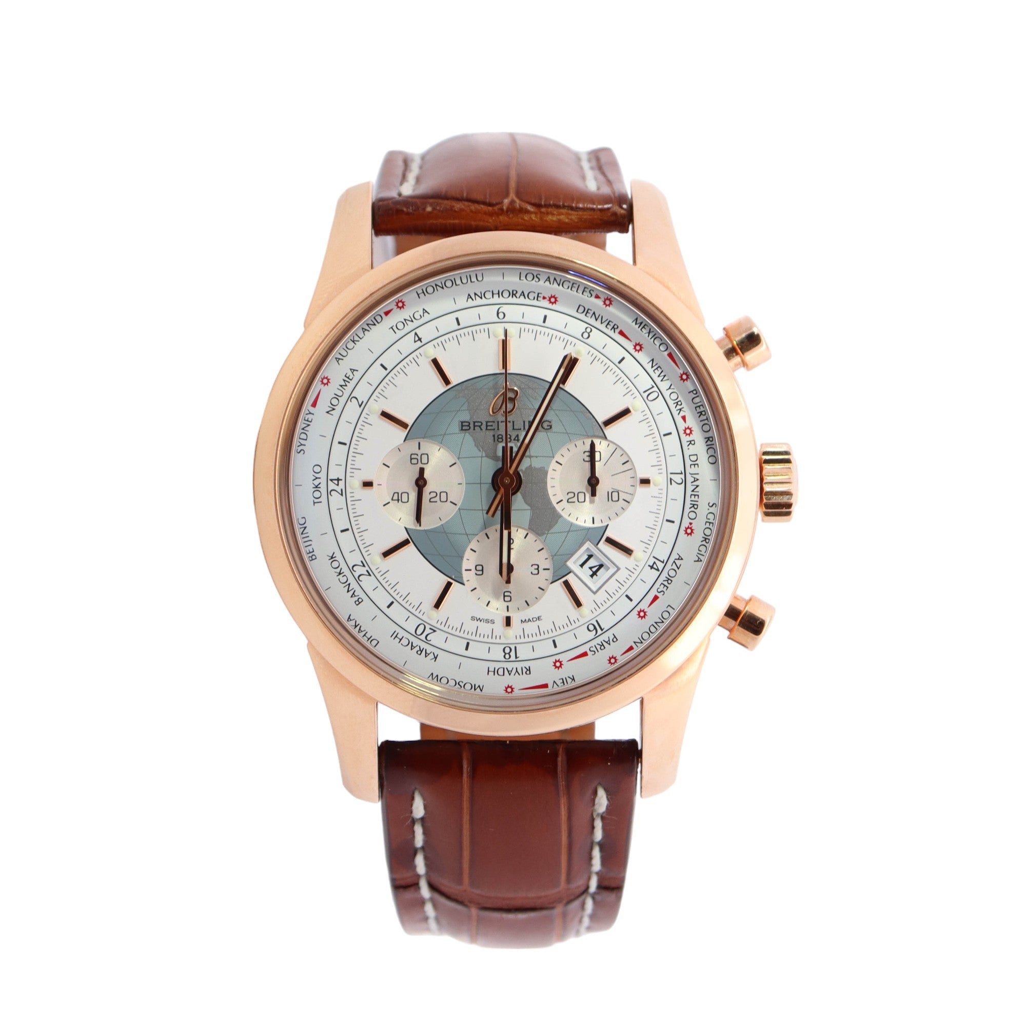 Breitling Transocean 46mm White/Silver Chronograph Dial Ref# RB0510U0-A733 - Happy Jewelers Fine Jewelry Lifetime Warranty