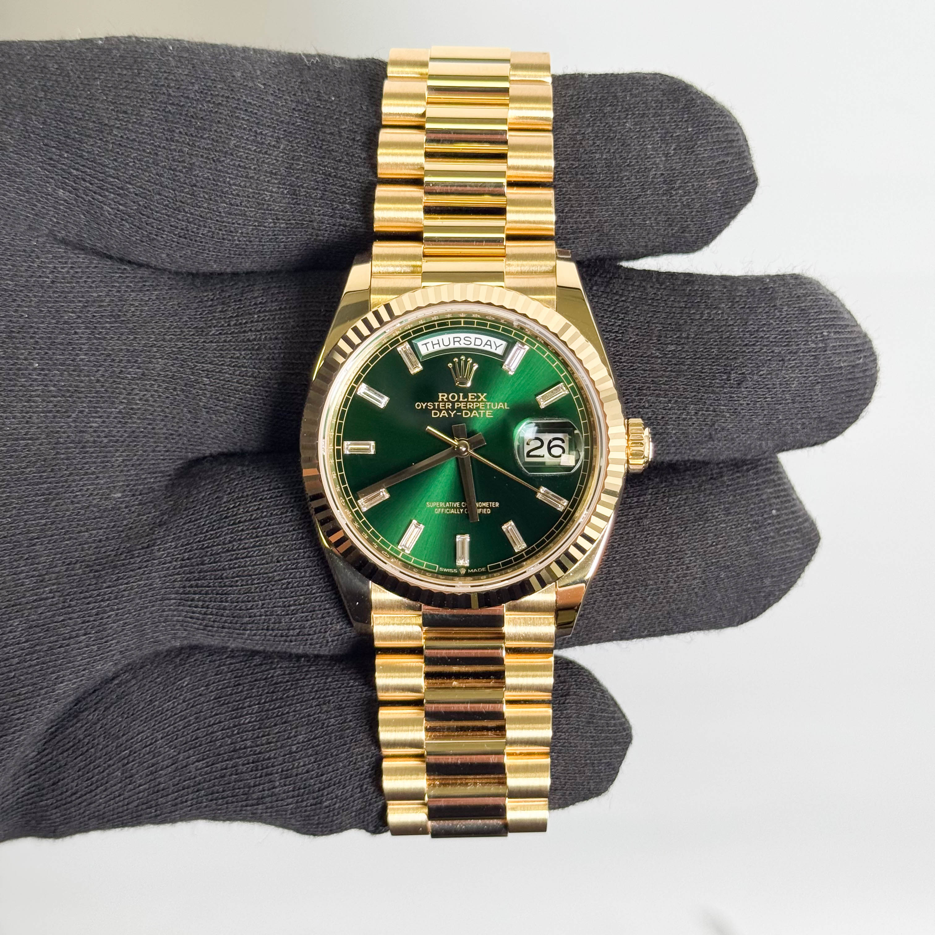 Rolex Day-Date 36mm Ombre Green Dial Watch Ref# 128238 - Happy Jewelers Fine Jewelry Lifetime Warranty