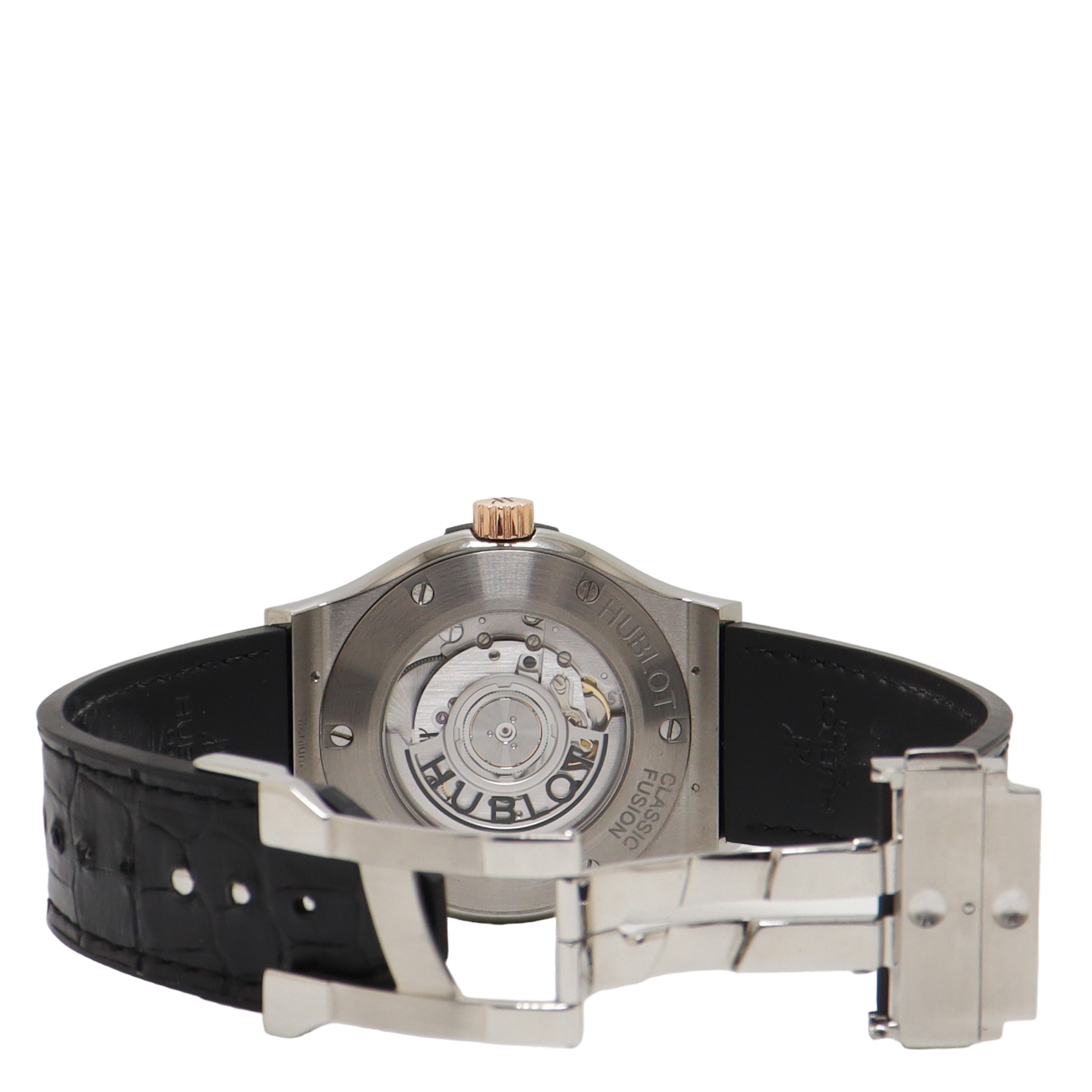 Hublot Classic Fusion Titanium 42mm Black with Rose Gold Stick Dial Watch Reference#: 542.NO.1181.LR - Happy Jewelers Fine Jewelry Lifetime Warranty