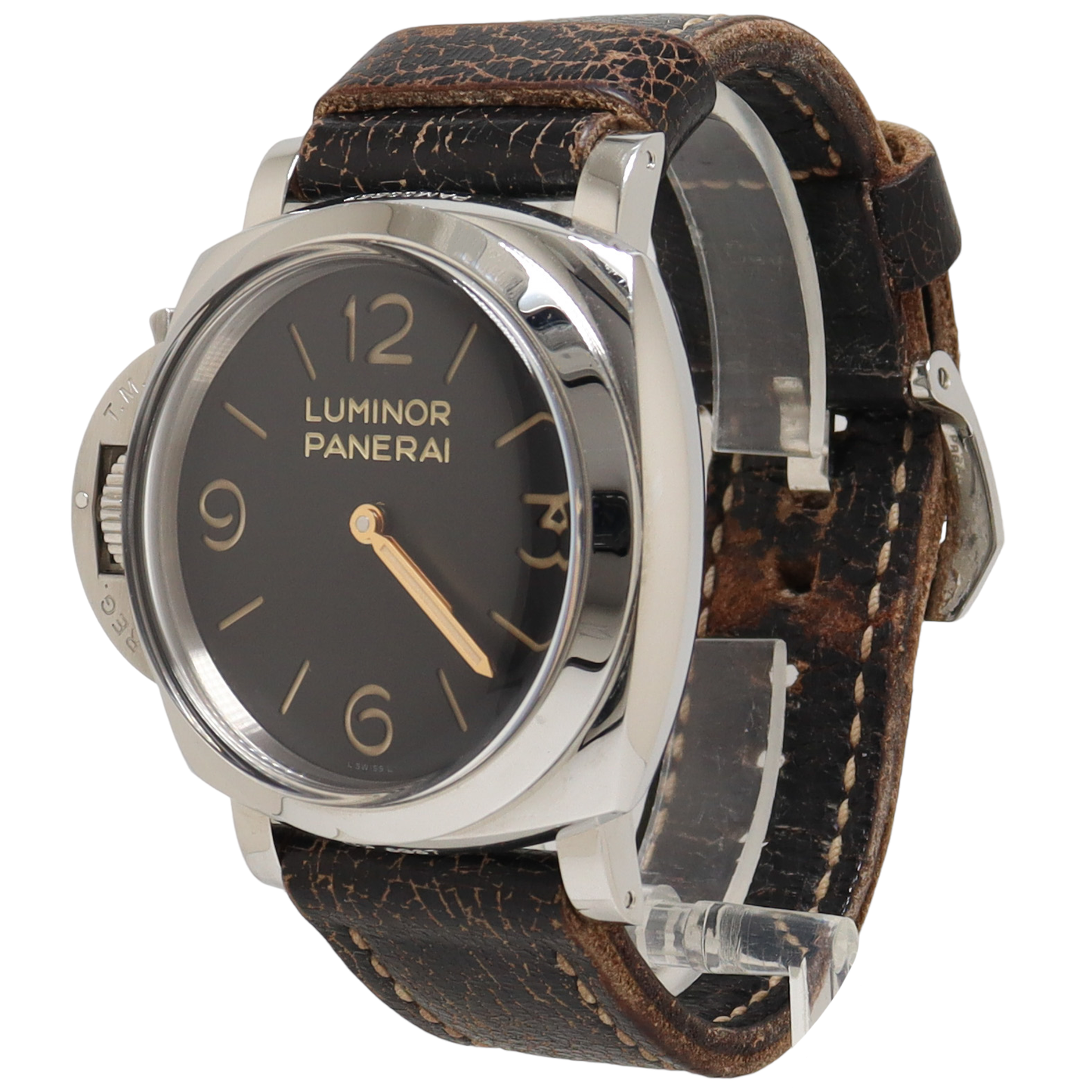 Panerai Luminor 1950 Stainless Steel 47mm Black Arabic & Stick Dial Watch Reference#: PAM00557 - Happy Jewelers Fine Jewelry Lifetime Warranty