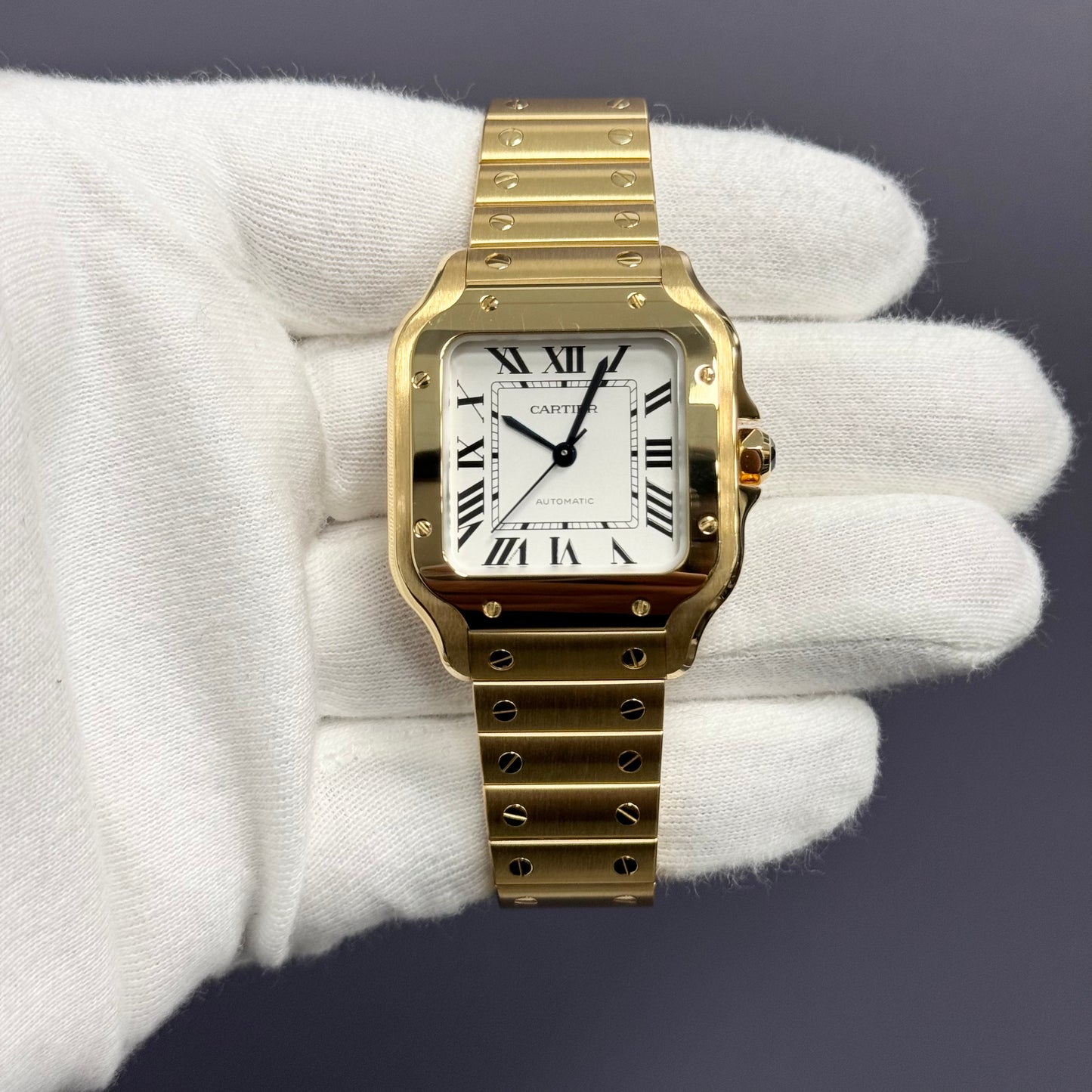 Cartier Santos 35mm Yellow Gold White Dial Watch Ref# WGSA0030