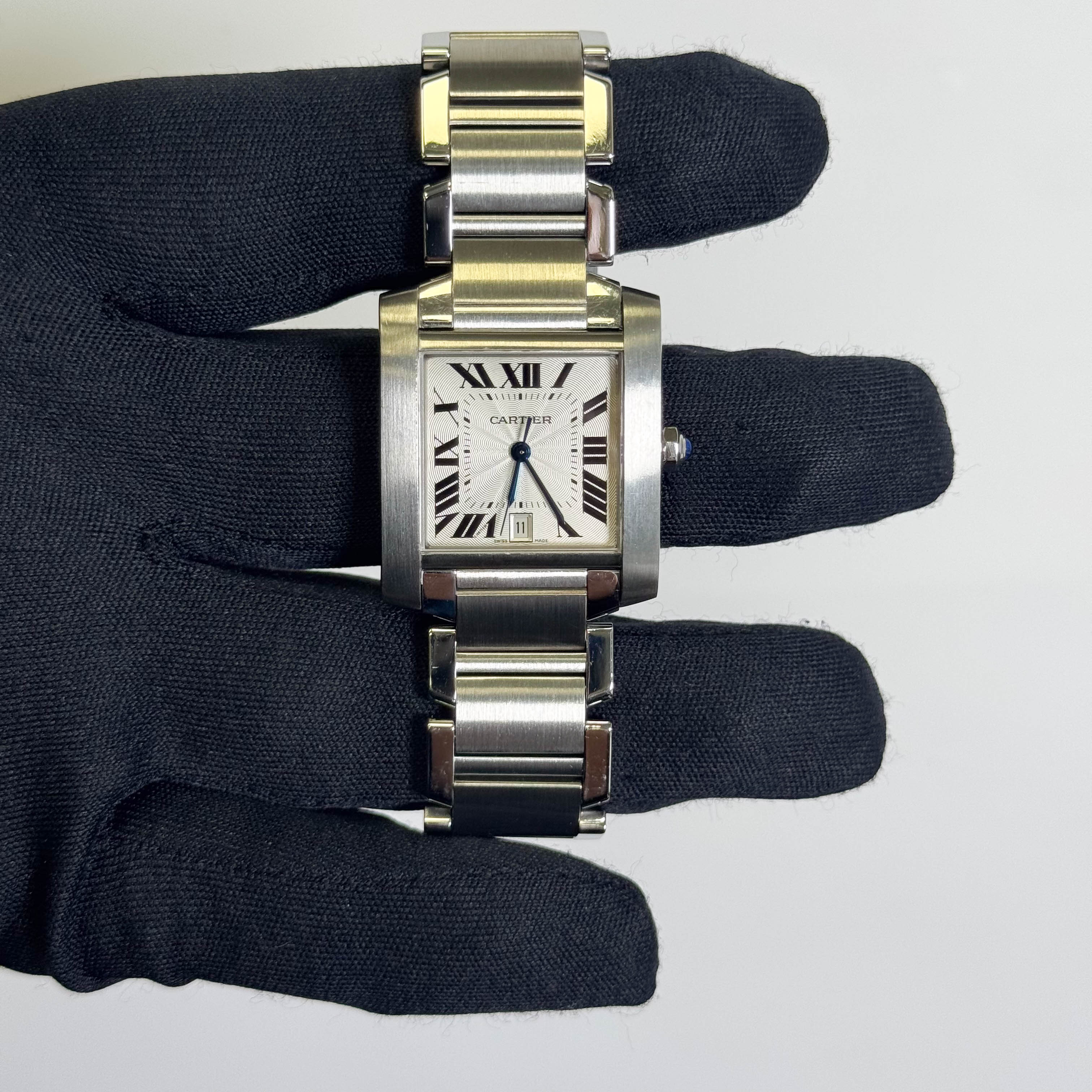 Cartier Tank Française Stainless Steel 28mm White Dial Watch Ref# W51002Q3 - Happy Jewelers Fine Jewelry Lifetime Warranty