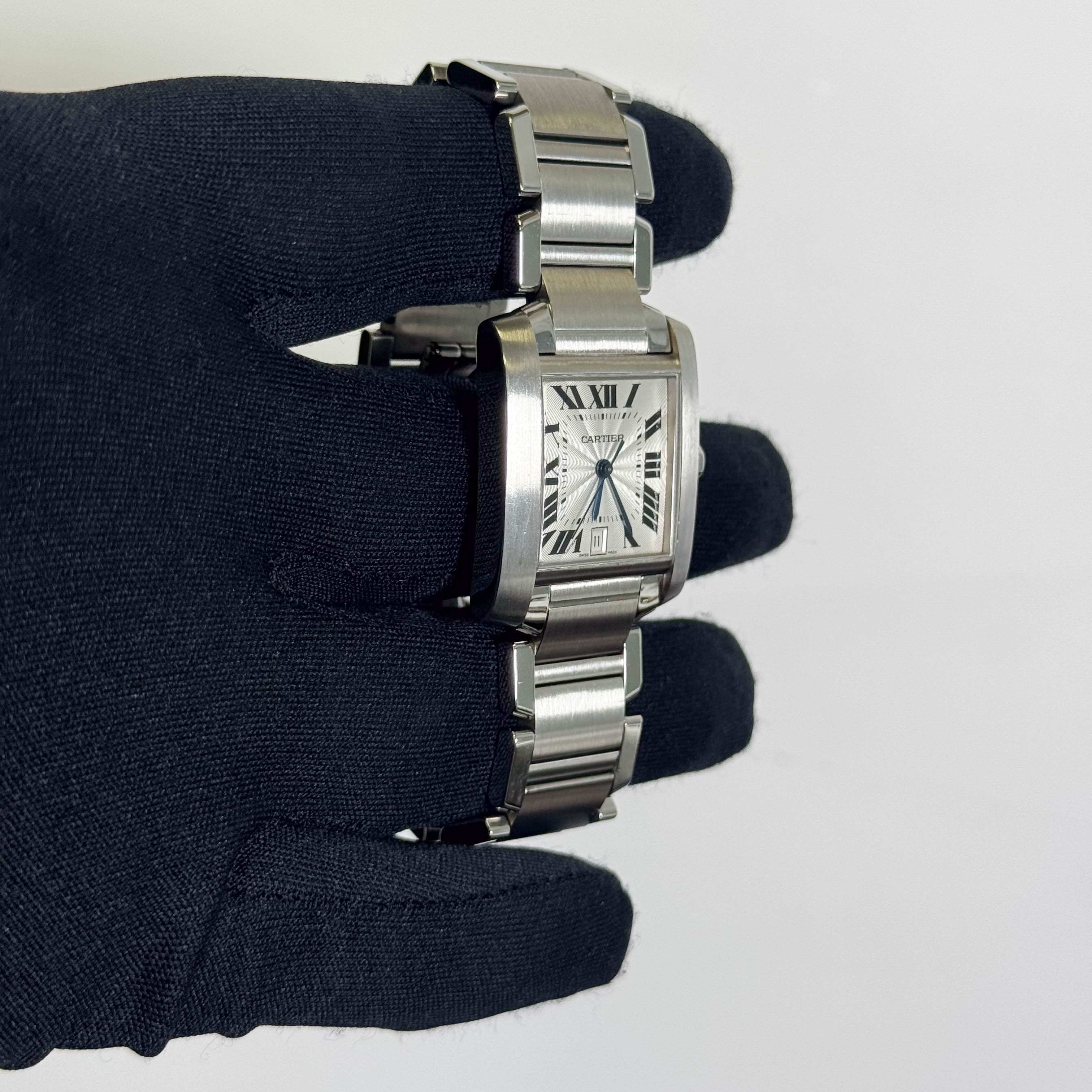 Cartier Tank Française Stainless Steel 28mm White Dial Watch Ref# W51002Q3 - Happy Jewelers Fine Jewelry Lifetime Warranty