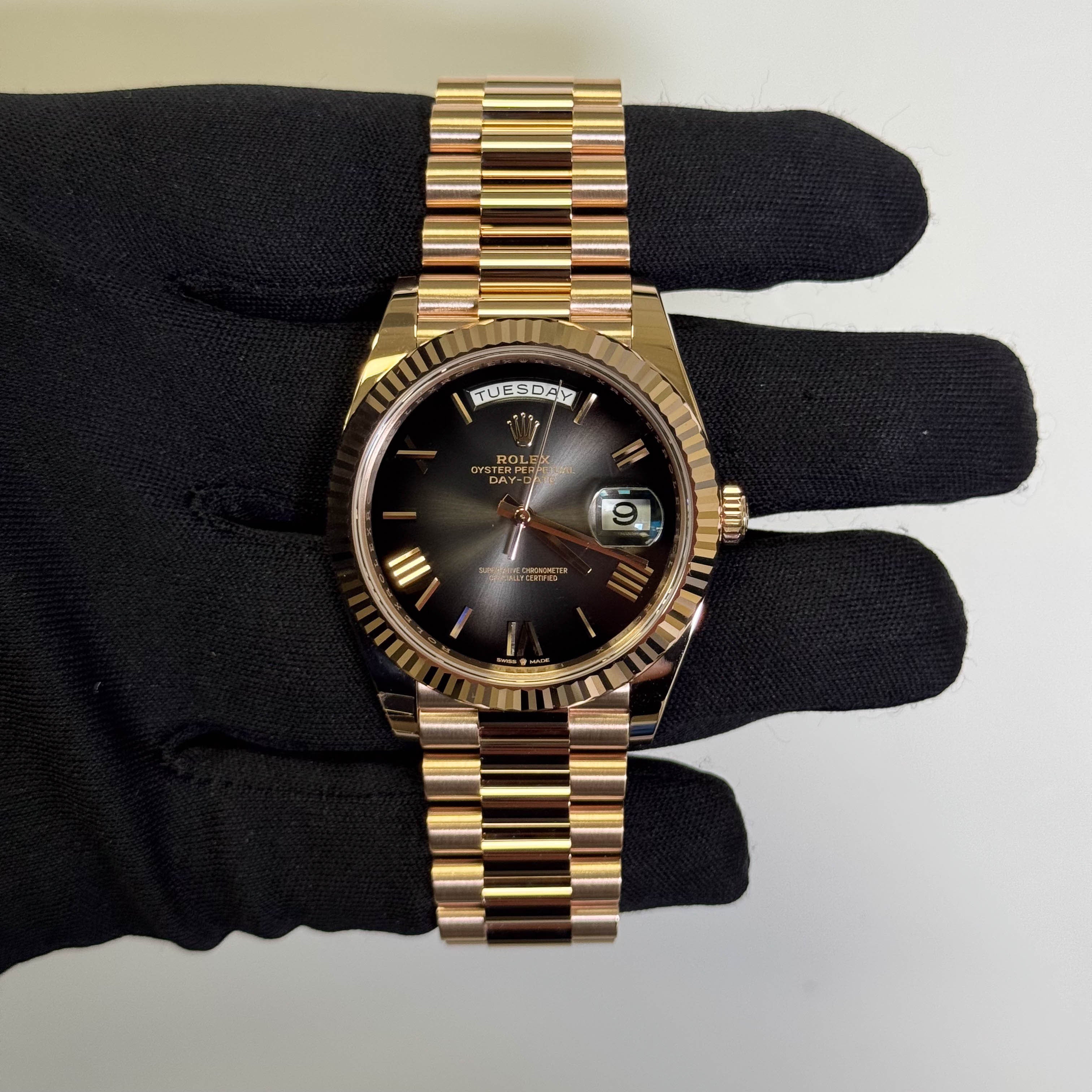 Rolex Day-Date 40mm Black Ombre Dial Watch Ref# 228235