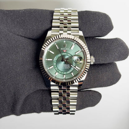 Rolex Sky-Dweller 42mm Green Dial Watch Ref# 336934 - Happy Jewelers Fine Jewelry Lifetime Warranty