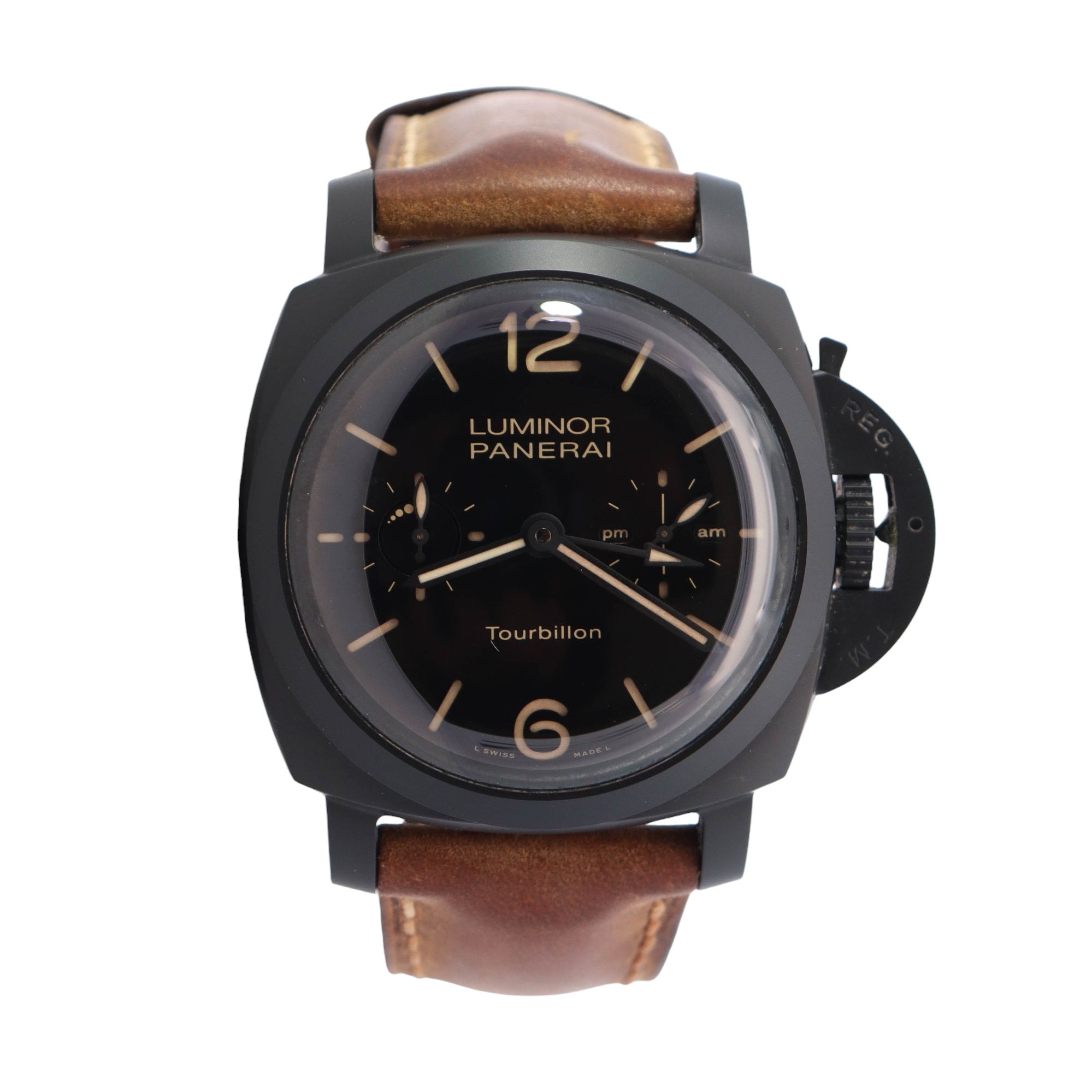 Panerai Tourbillon GMT 48mm Black Dial Watch Ref# PAM396 - Happy Jewelers Fine Jewelry Lifetime Warranty