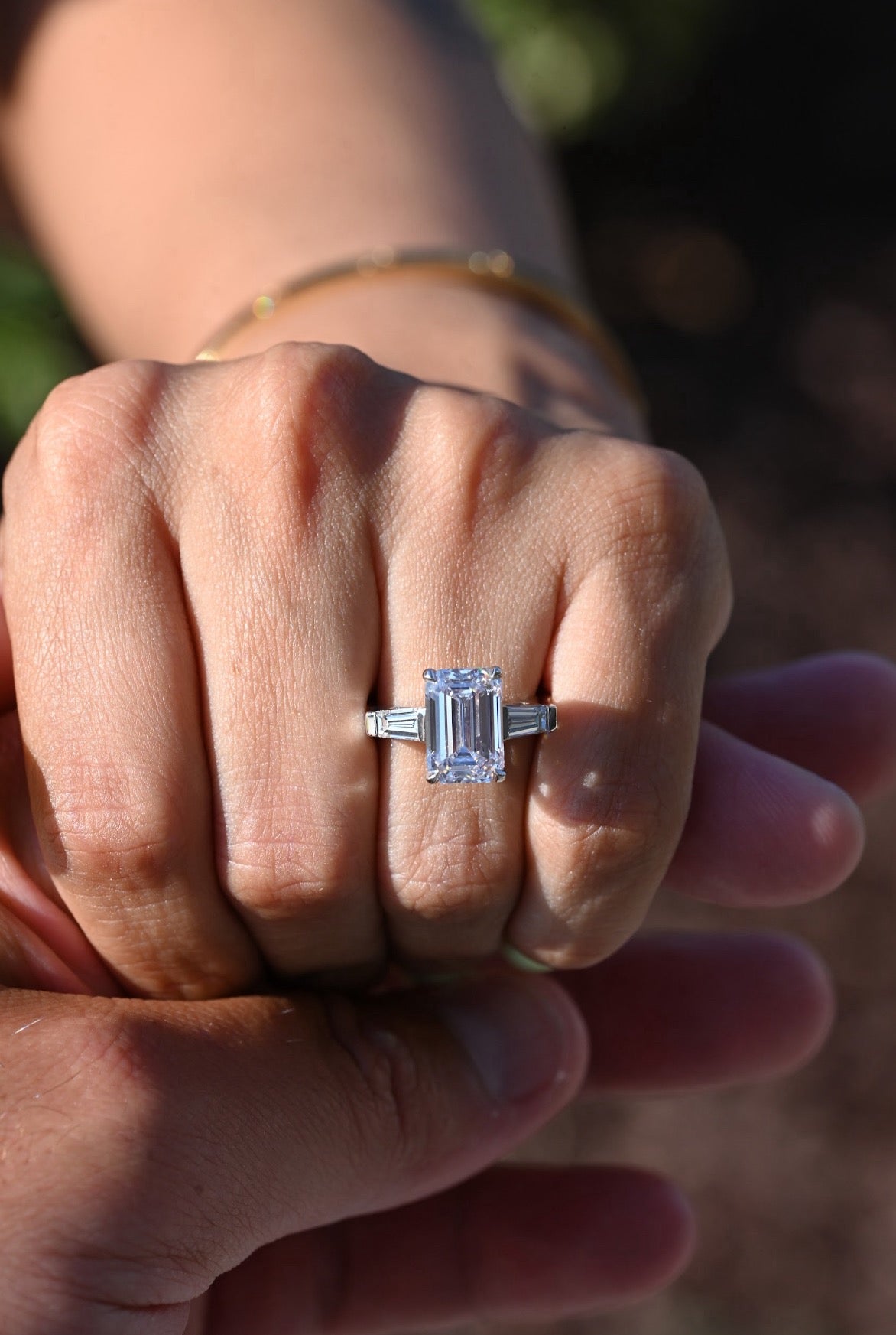 4.01 Emerald Natural Diamond Engagement Ring with Side Stones - Happy Jewelers Fine Jewelry Lifetime Warranty