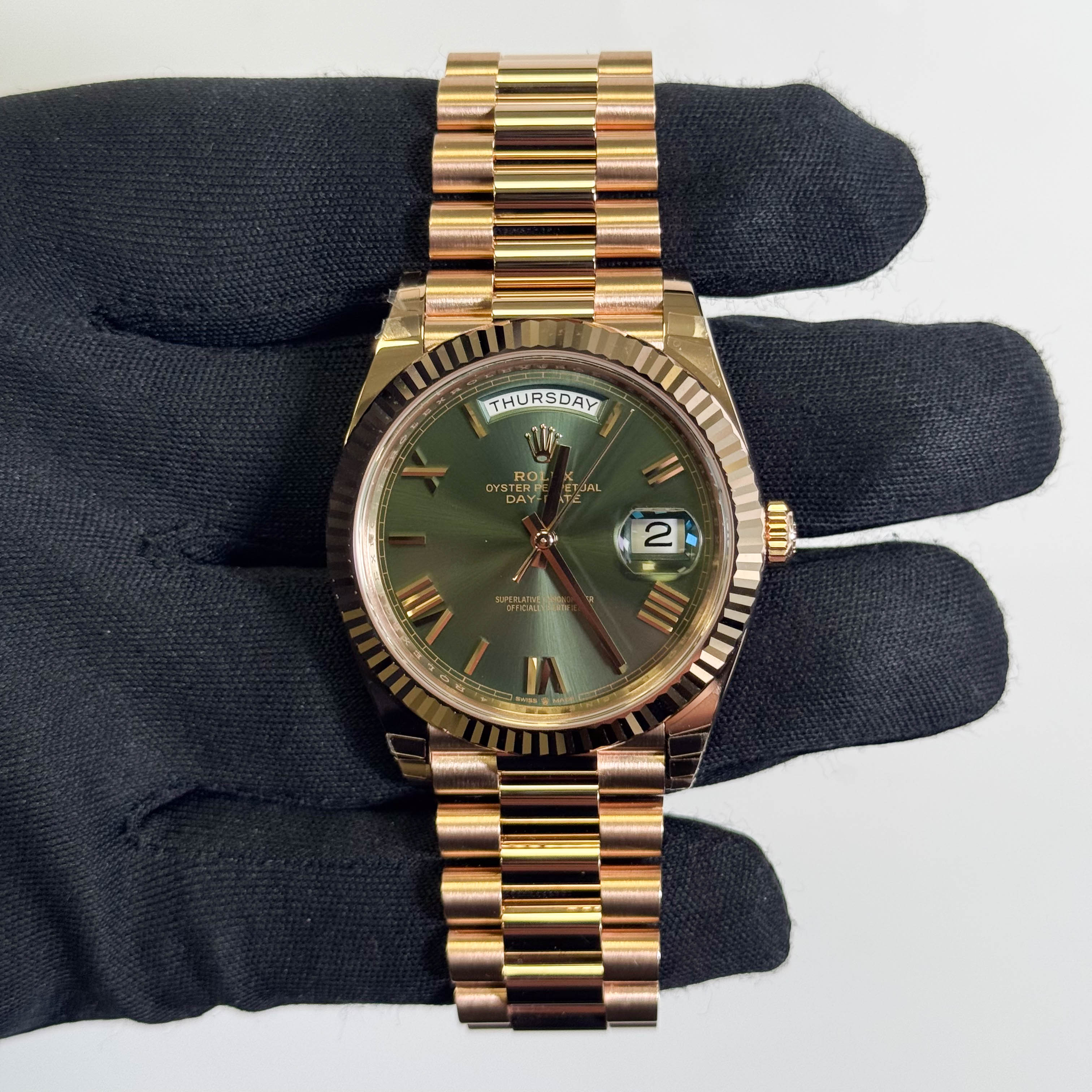 Rolex Day-Date 40mm Olive Dial Watch Ref# 228235 - Happy Jewelers Fine Jewelry Lifetime Warranty