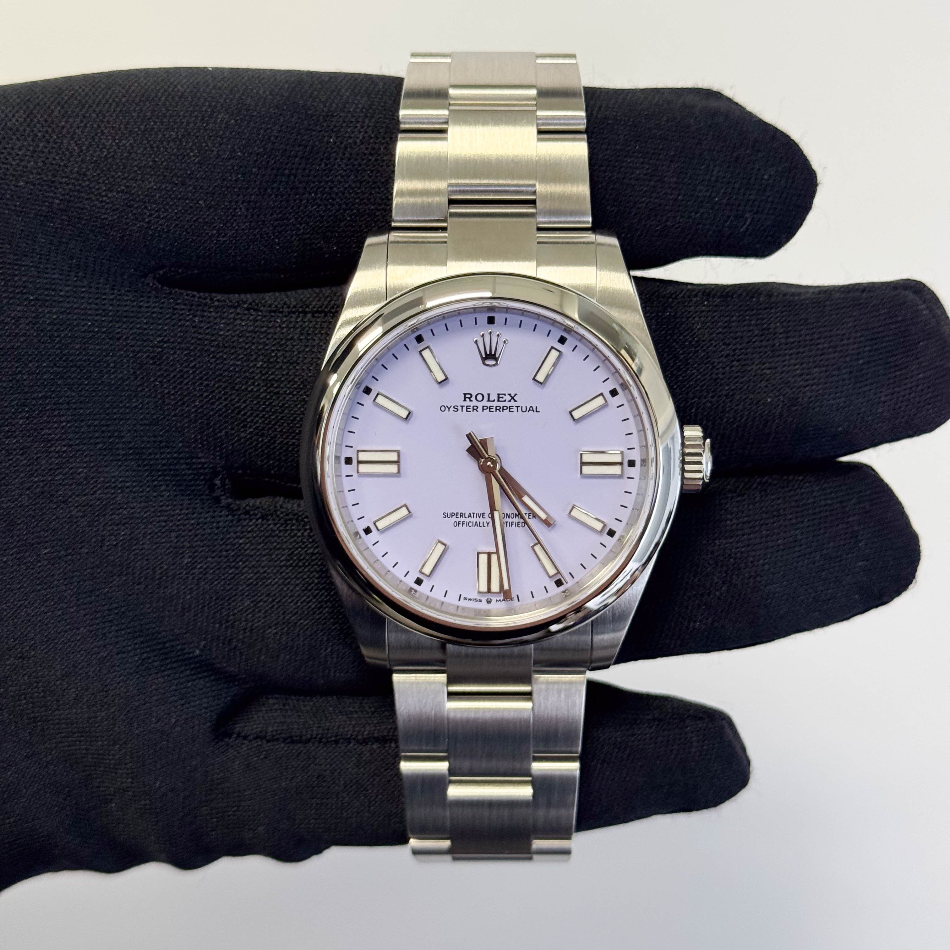 Rolex Oyster Perpetual 41mm Lilac Dial Watch Ref# 134300 - Happy Jewelers Fine Jewelry Lifetime Warranty