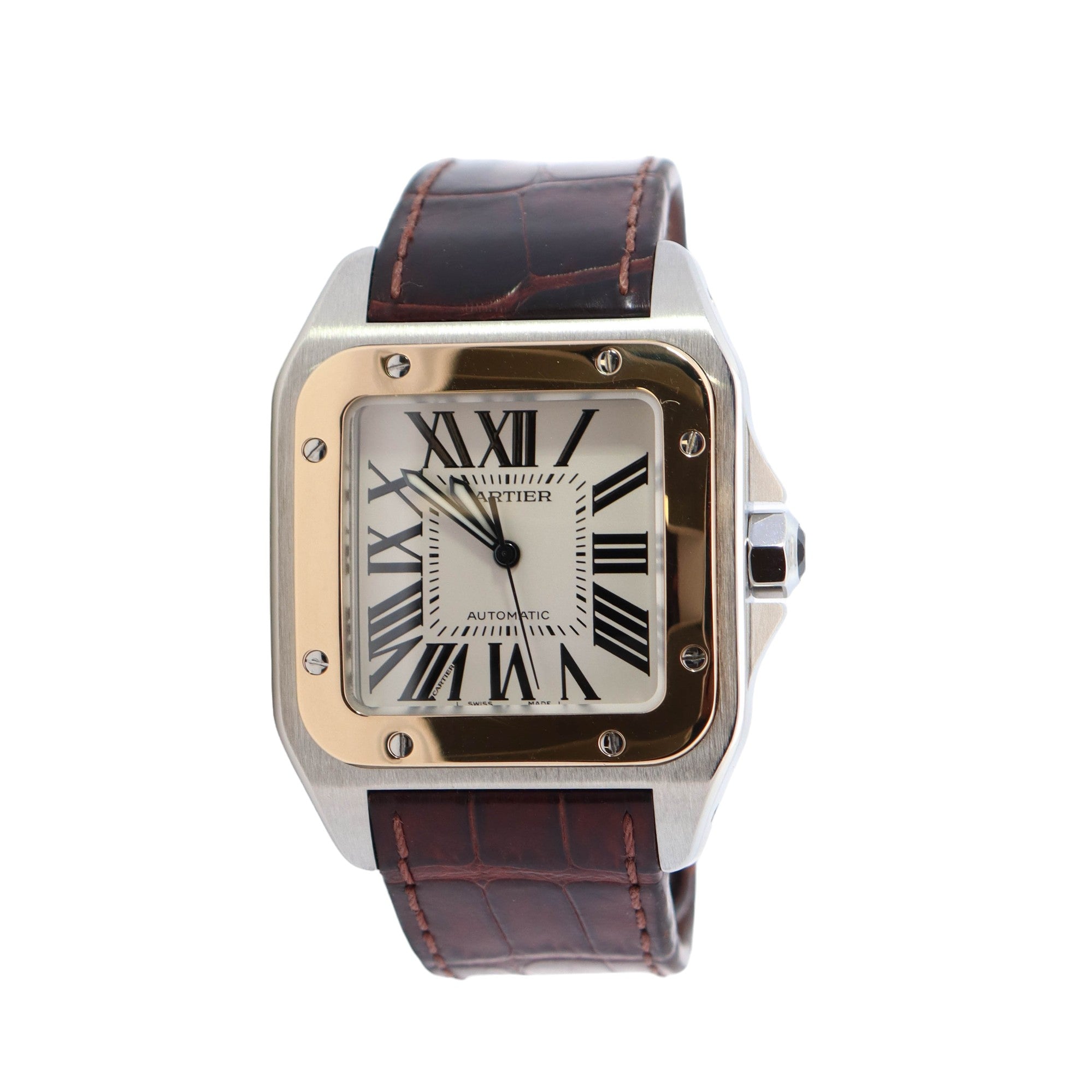 Cartier Santos 38mm White Roman Dial Watch Ref# W20072X7 - Happy Jewelers Fine Jewelry Lifetime Warranty