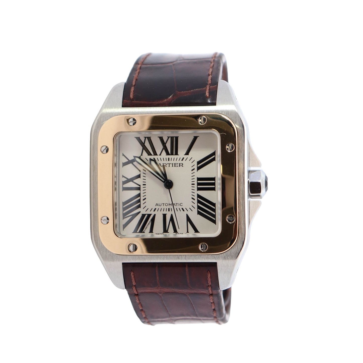 Cartier Santos 38mm White Roman Dial Watch Ref# W20072X7