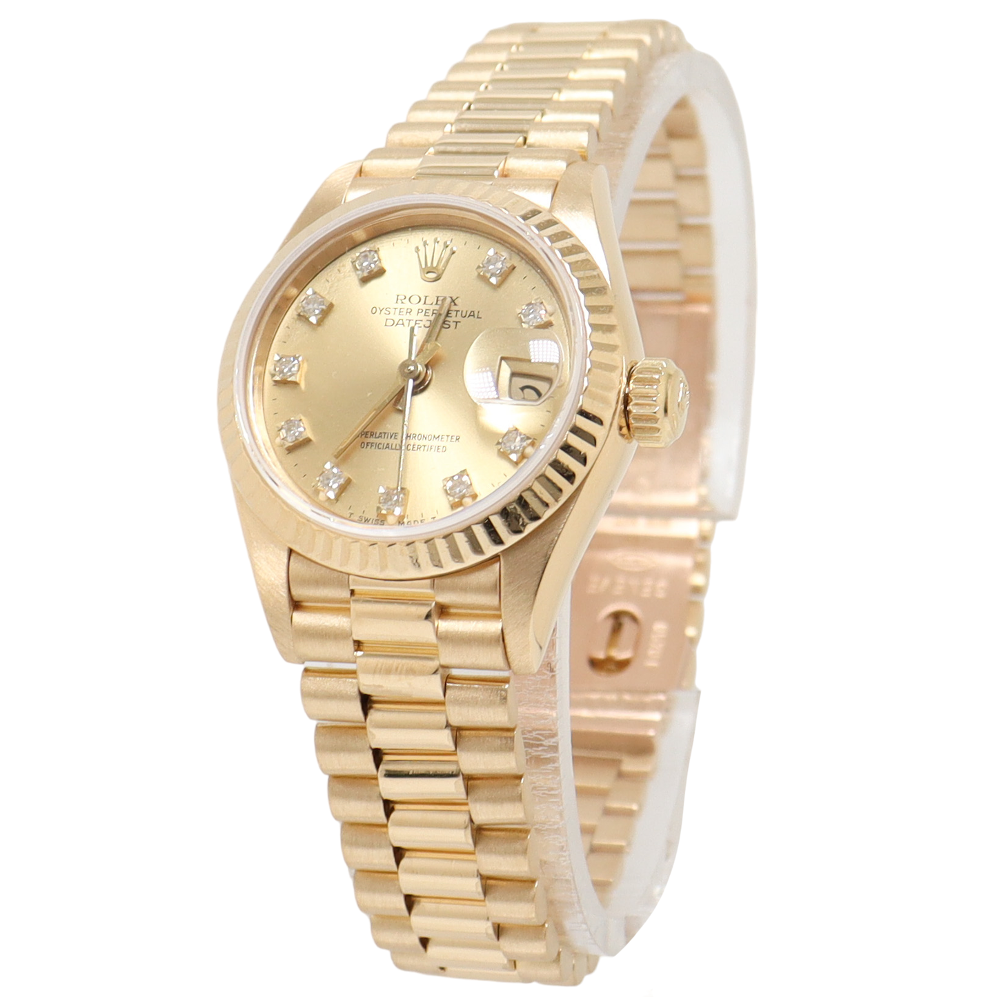 Rolex Datejust Yellow Gold 26mm Champagne Diamond Dial Watch Reference#: 69178 - Happy Jewelers Fine Jewelry Lifetime Warranty