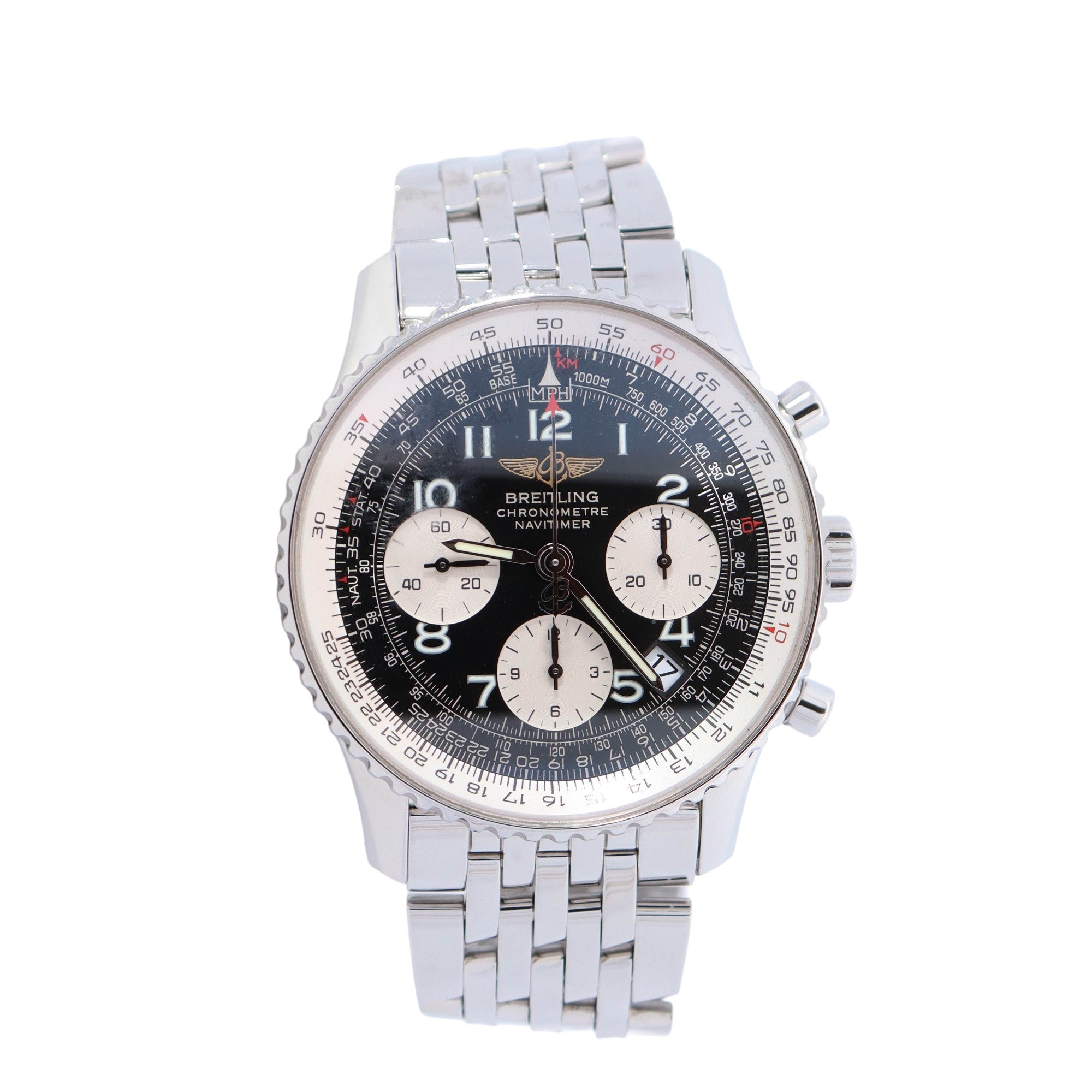 Breitling Navitimer 42mm Black Dial Watch Ref# A23322 - Happy Jewelers Fine Jewelry Lifetime Warranty