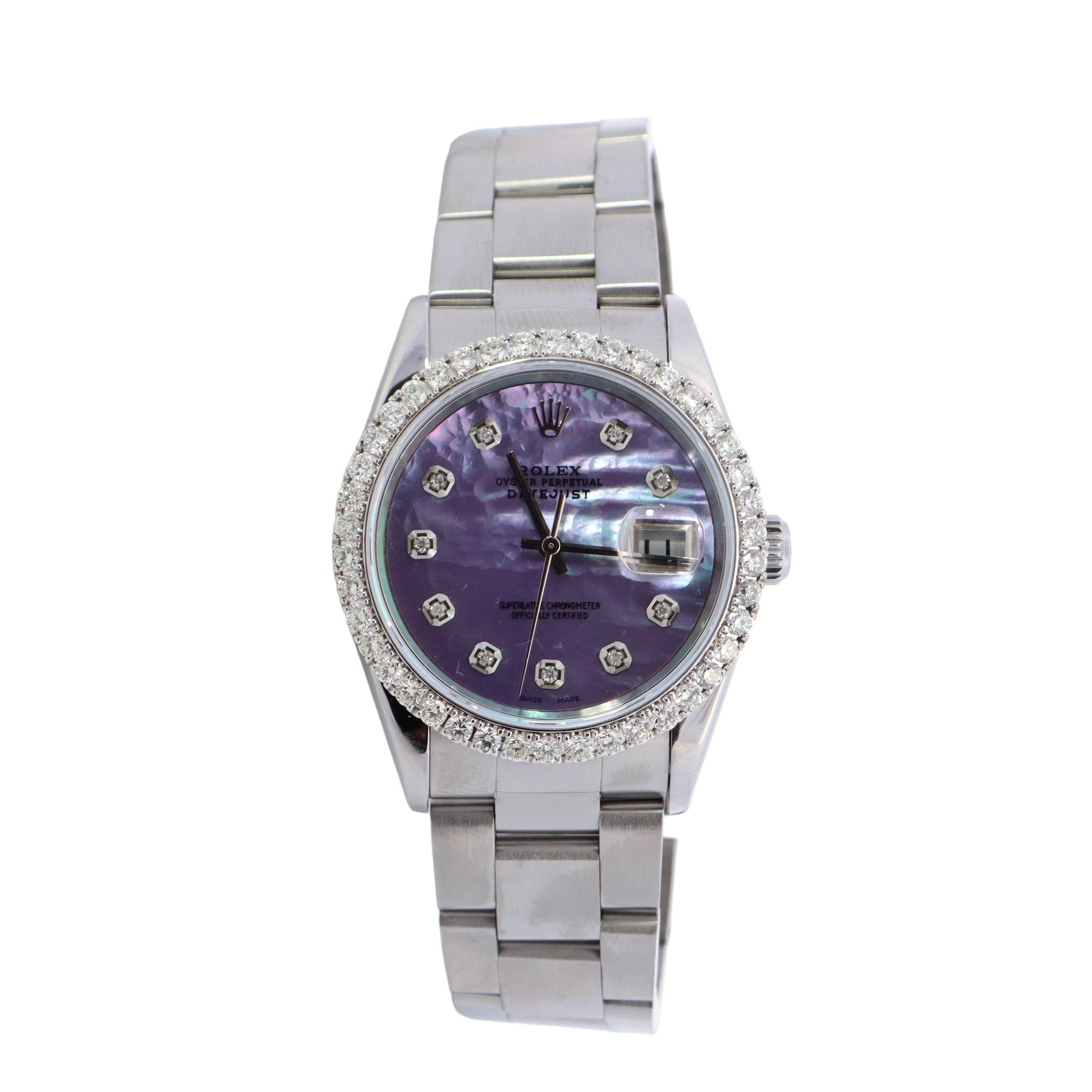 Rolex Datejust 36mm Custom Mop Dial Watch Ref# 16220 - Happy Jewelers Fine Jewelry Lifetime Warranty